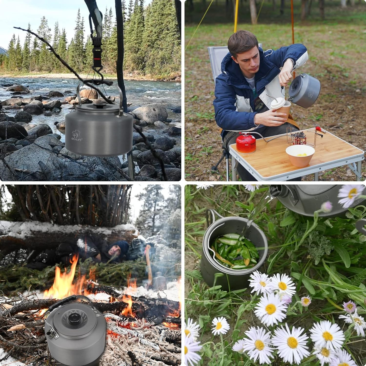 Bulin Kettle Camping 2.2 L Outdoor Tea Kettle Ultralight Camping Kettle for Home Camping Trekking Hiking Picnic image number 5