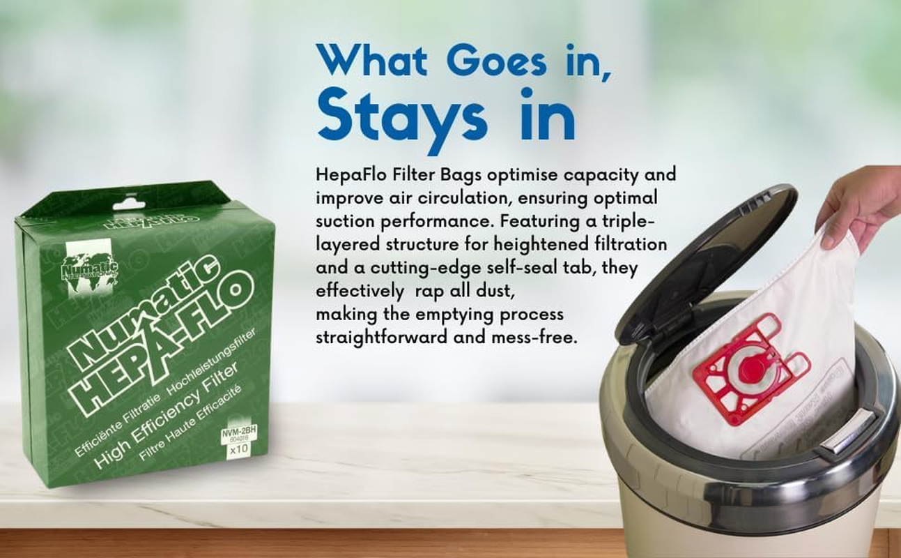 Charles George Henry XL Vacuum Bags NVM-2BH Hepaflo Dust Bags 10 Pack 604016 - Numatic image number 5