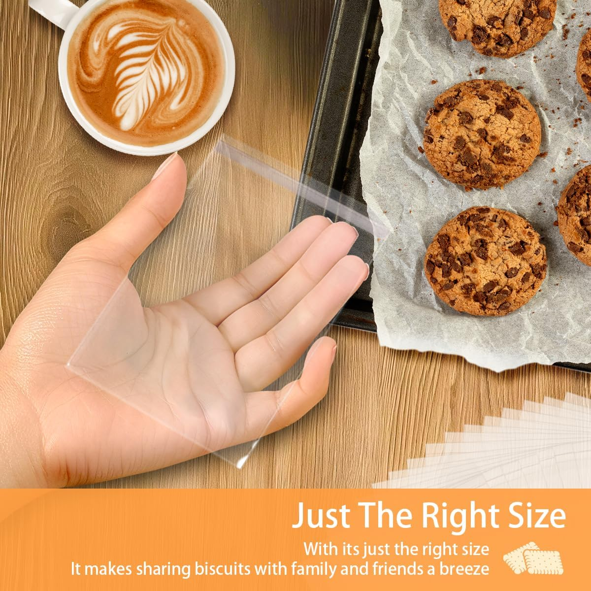 Miss Rui 200 PCS Cookie Bags, 4X4 Inches Clear Self Adhesive Plastic Food Treat Bag for Biscuit Bakery Chocolate Candy Gift Party Favor