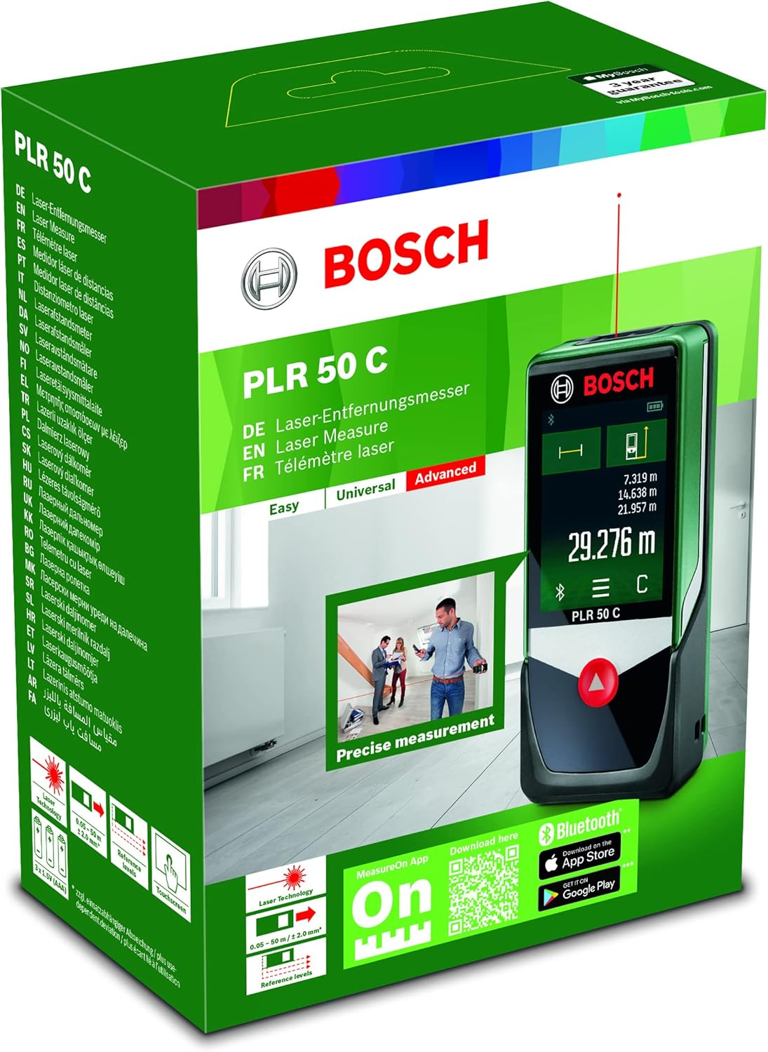 Bosch Home & Garden Digital Laser Distance Measure PLR 50 C 50M (Measuring up to 50M, Protective Case, Hand Strap, 3 X AAA 1.5 V Batteries Included, in Box) image number 1