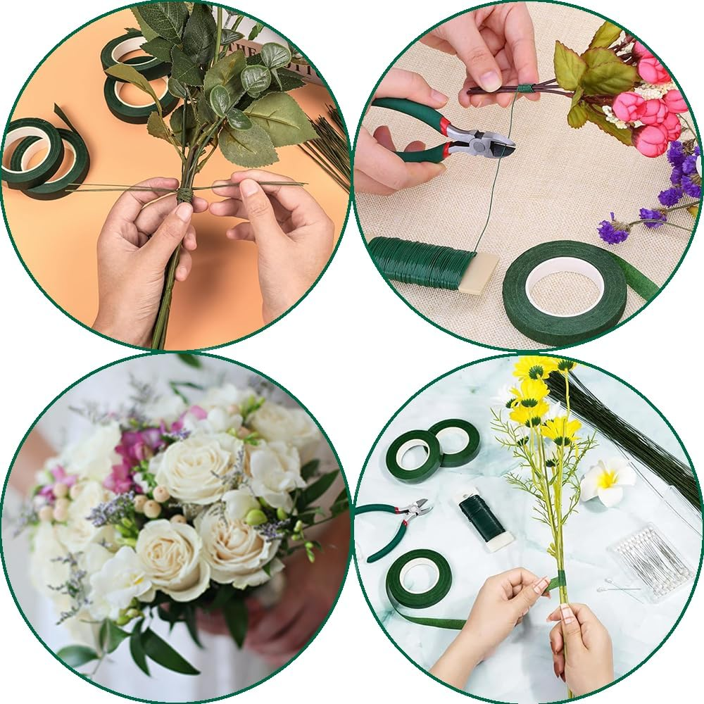 10 Pcs Floral Tool Set, DIY Flower Arrangement Kit for Bouquets, Crafts, Wreath Making, Dried Flower Arrangement, Florist Tape and Flower Wire Arrangement Kit, Wire Cutter Flower Bouquet Accessories image number 4