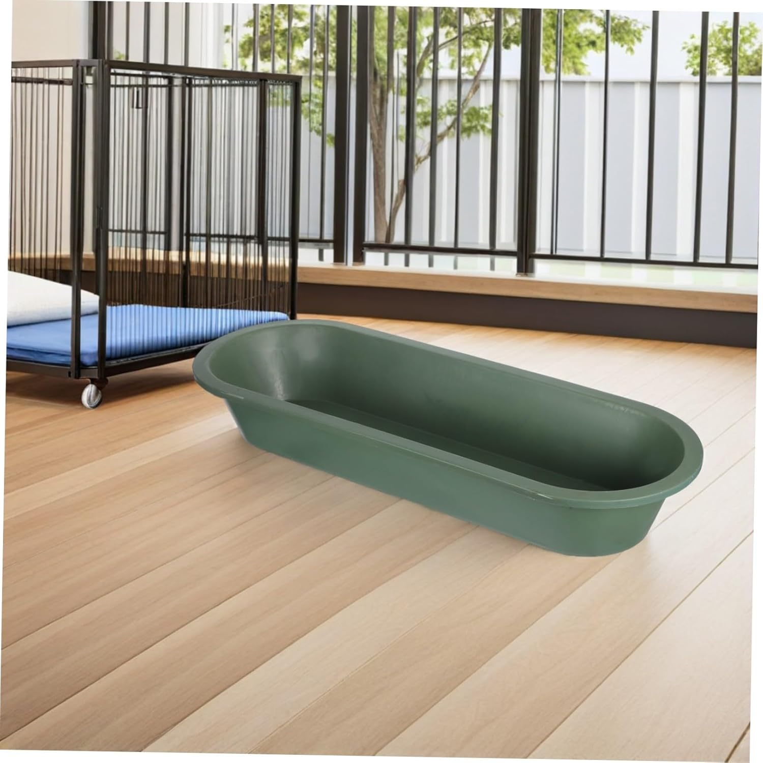 Heavy-Duty Oval Feed Trough for Livestock Thickened Weather-Resistant Plastic Pig Feeding Container for Chicken Duck Pigeon Goat Cow Piglet Outdoor Use image number 3