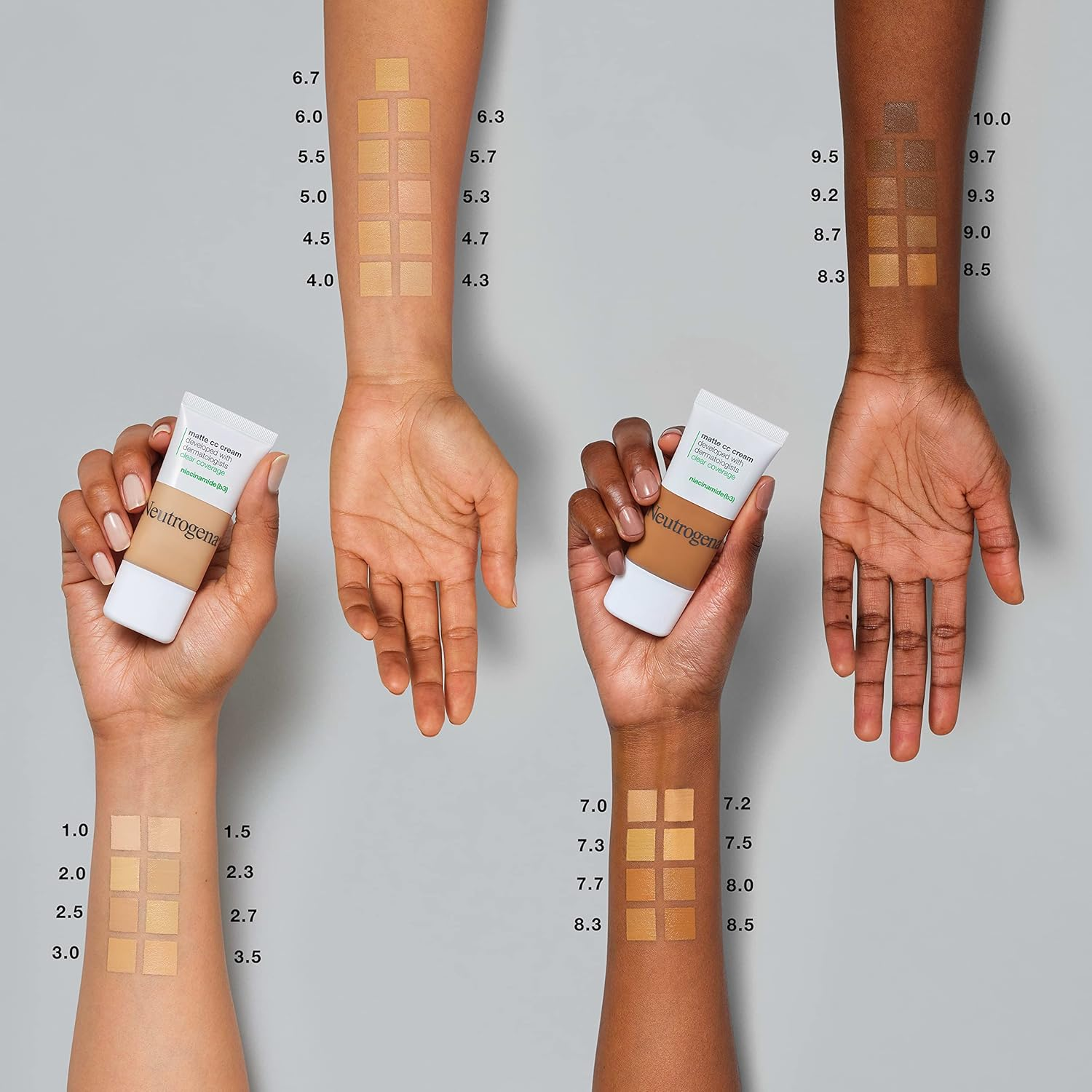 Neutrogena Clear Coverage Flawless Matte CC Cream, Full-Coverage Color Correcting Cream Face Makeup with Niacinamide (B3), Oil-, Fragrance-, Paraben- & Phthalate-Free, Barley Beige, 1 Oz image number 5