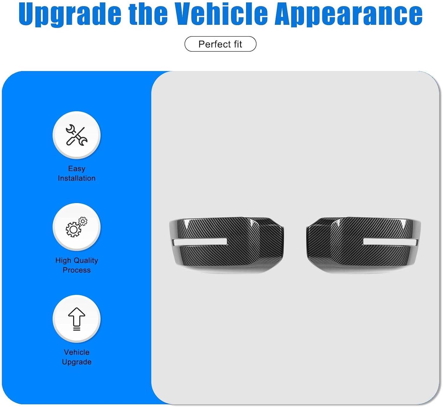 Yinaniutos Side Rearview Mirror Cover Compatible with Mitsubishi Triton / L200 2024-2025 Accessories, 2PCS Side Door Mirror Caps Protector ABS Material (Carbon Fibre Pattern) - Glossy Black image number 5