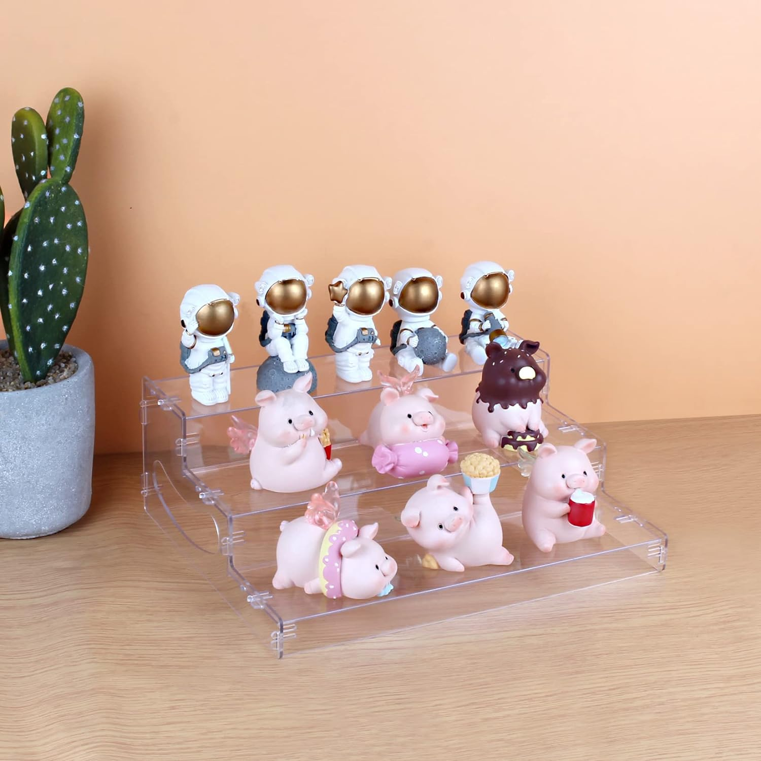 Evron Pantry Organization and Storage Clear Plastics Spice Rack Organizer for Cabinet & Countertop (ASSEMBLY REQUIRED) 3 Tier Versatile Tierd Shelf 10.5'' Clear Snap-In Assembly 1Pack image number 2