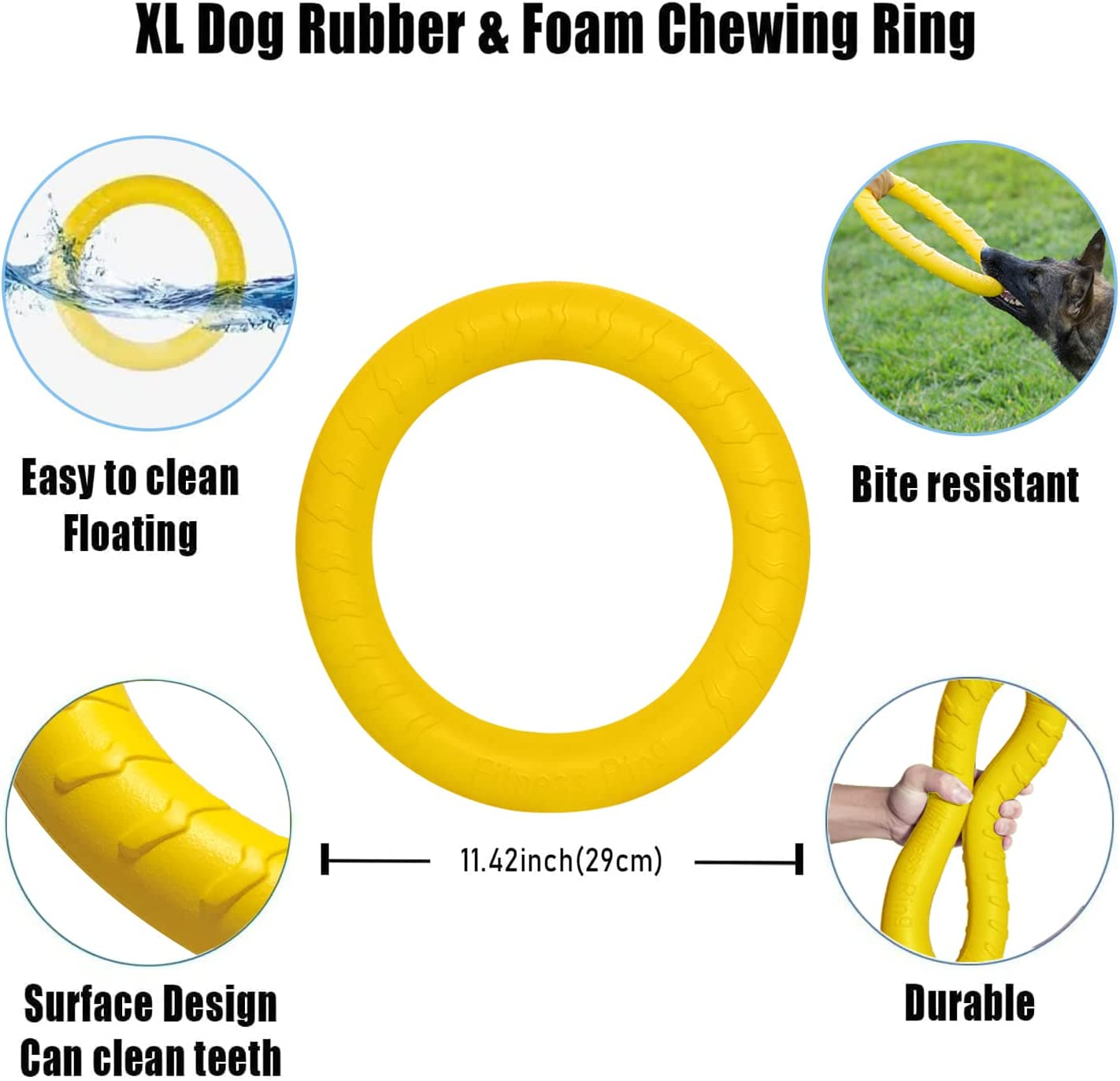 DLDER Indestructible Dog Toys Dog Chew Toy for Aggressive Chewers Flying Discs for Medium/Large Breeds Dog Training Ring,Floating Dog Ring Toys for Throwing,Catching, Flying Lightweight Dog Toy image number 3