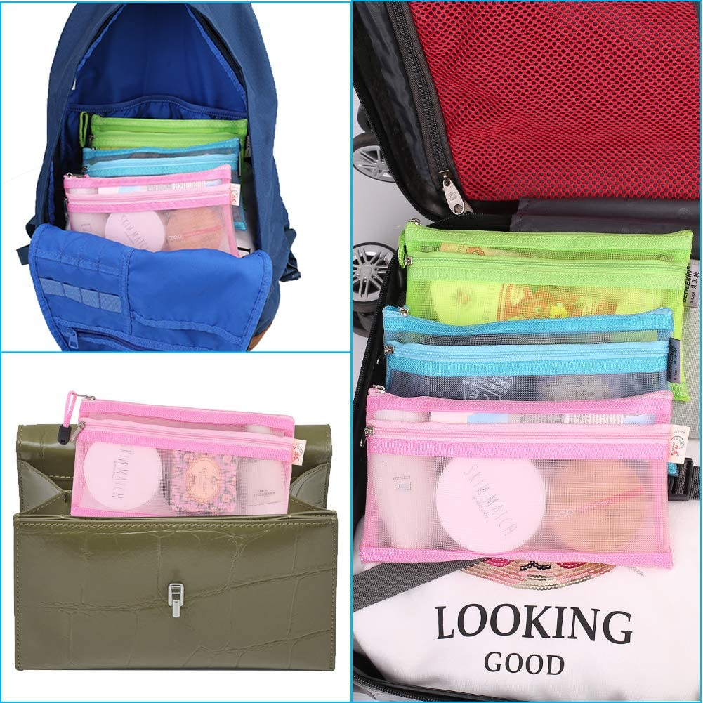 A6 Zipper Pouch Set of Mesh Zipper Bags Clear Zipper Pouch Small Organizer Bag Zipper Folder Bag Cosmetic Bags Travel Storage Bags Colours&hellip; (Colorful) image number 2