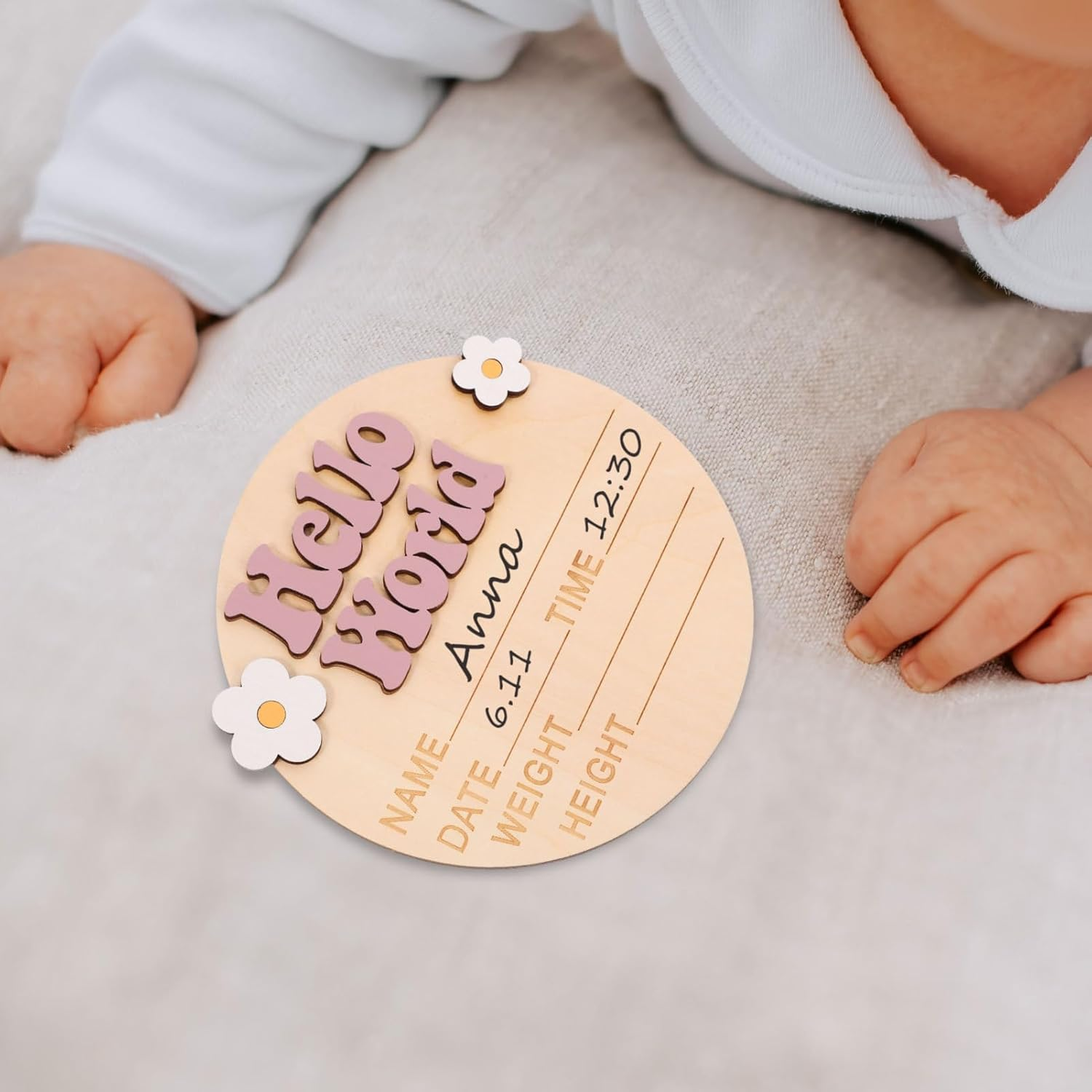 Abaodam Growth Commemorative Card Name Sign for Newborn Party Birth Announcement Milestone Cards Nursery Wall Stickers Born Accessories for Photo Prop image number 4