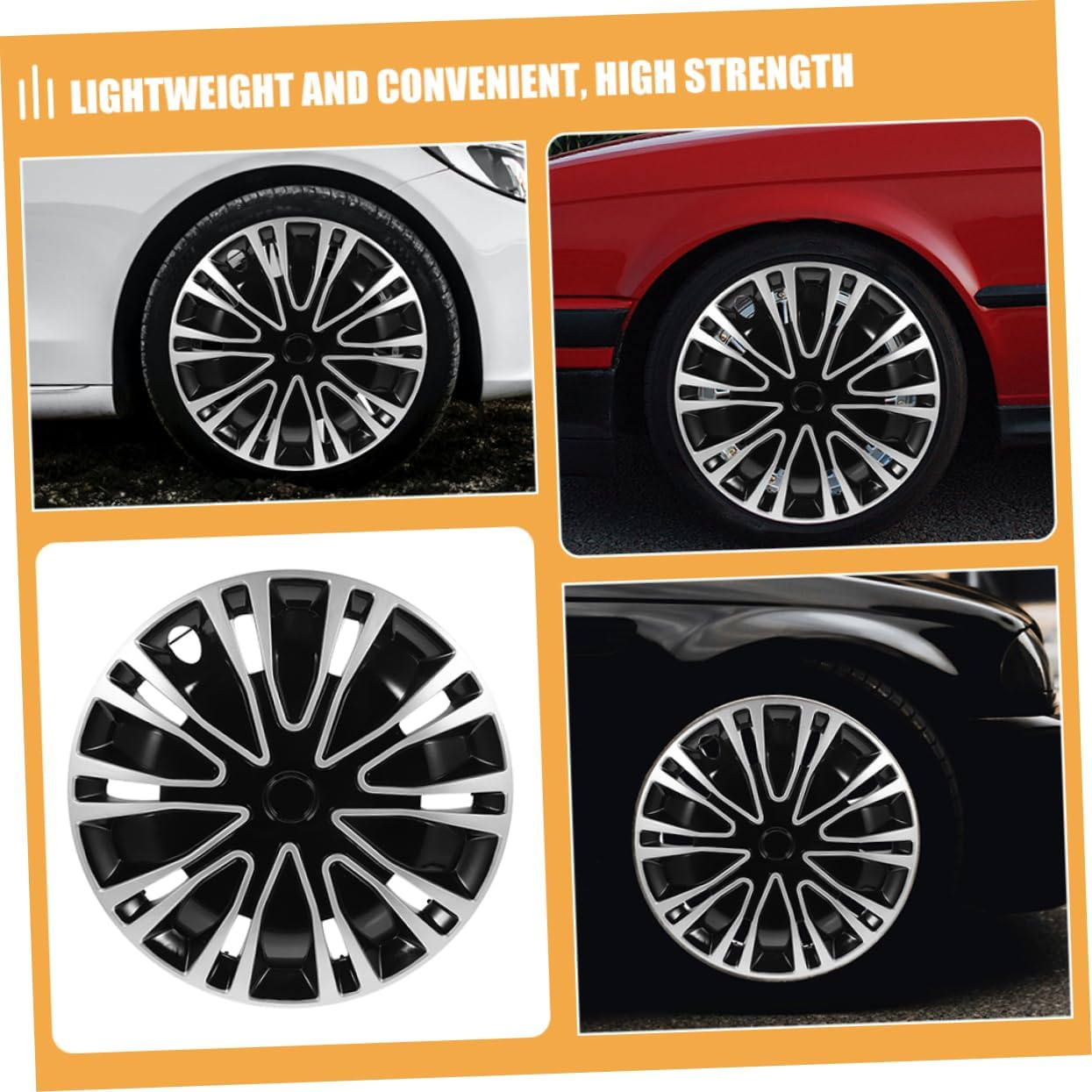 GRIRIW 12 Inch Wheel Hub Covers 2Pcs Silver Black Decorative Car Hubcaps Universal Rim Covers Automotive Wheel Rim Caps for Cars Accessories image number 6