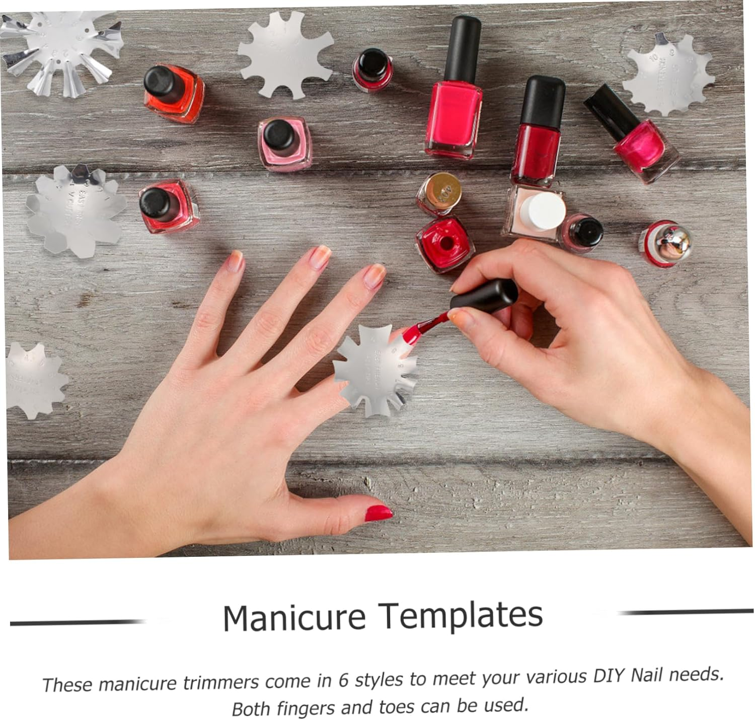 PACKOVE 6Pcs Stainless Steel French Nail Trimmer Stencil Templates DIY Nail Tip Cutter for Professional Manicure and Pedicure Use at Home Salon image number 3