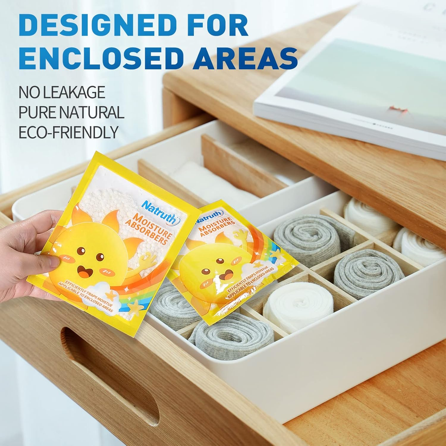 NATRUTH 12-PACK Moisture Absorber Bags &ndash; Small Dehumidifier Sachets for Drawers, Medicine Boxes, Shoe Cabinets, Closets &ndash; Compact Humidity Control Packets image number 4