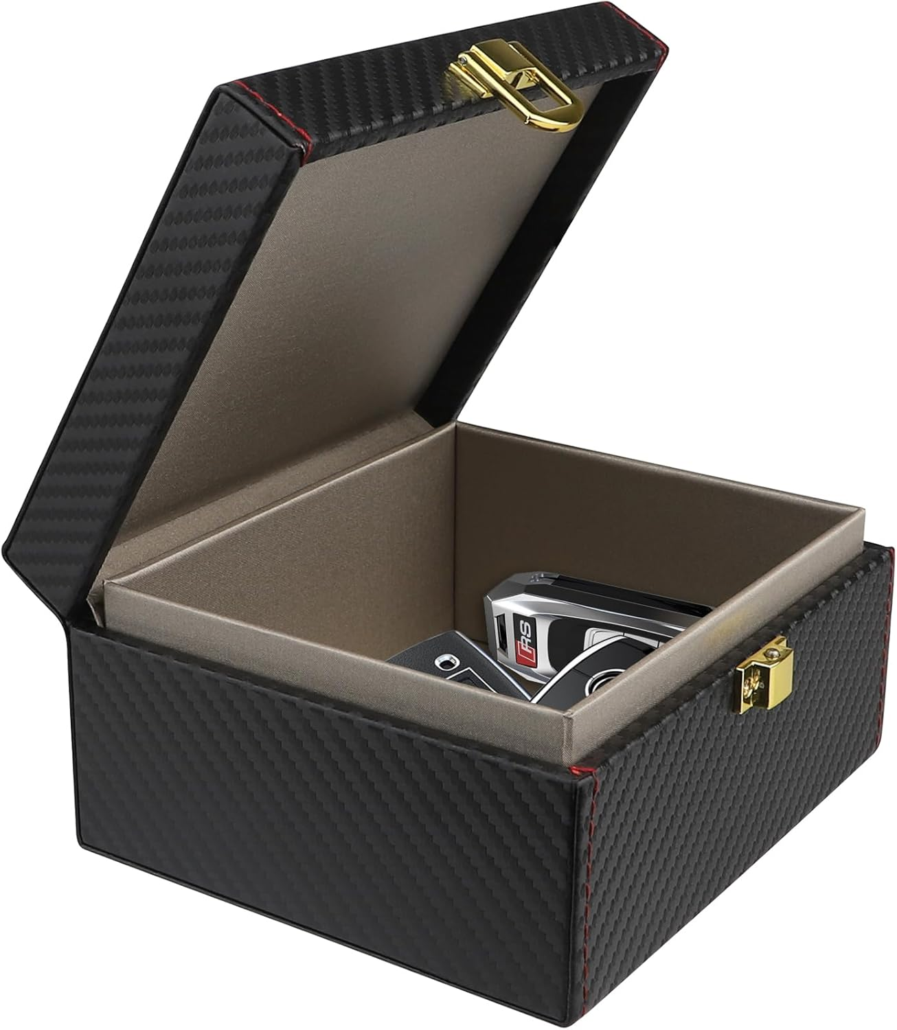 Diyife Car Key Signal Blocker Box, Black Leather, Universal Fit, Signal Blocker Box, 14 X 12.3 X 7.4Cm