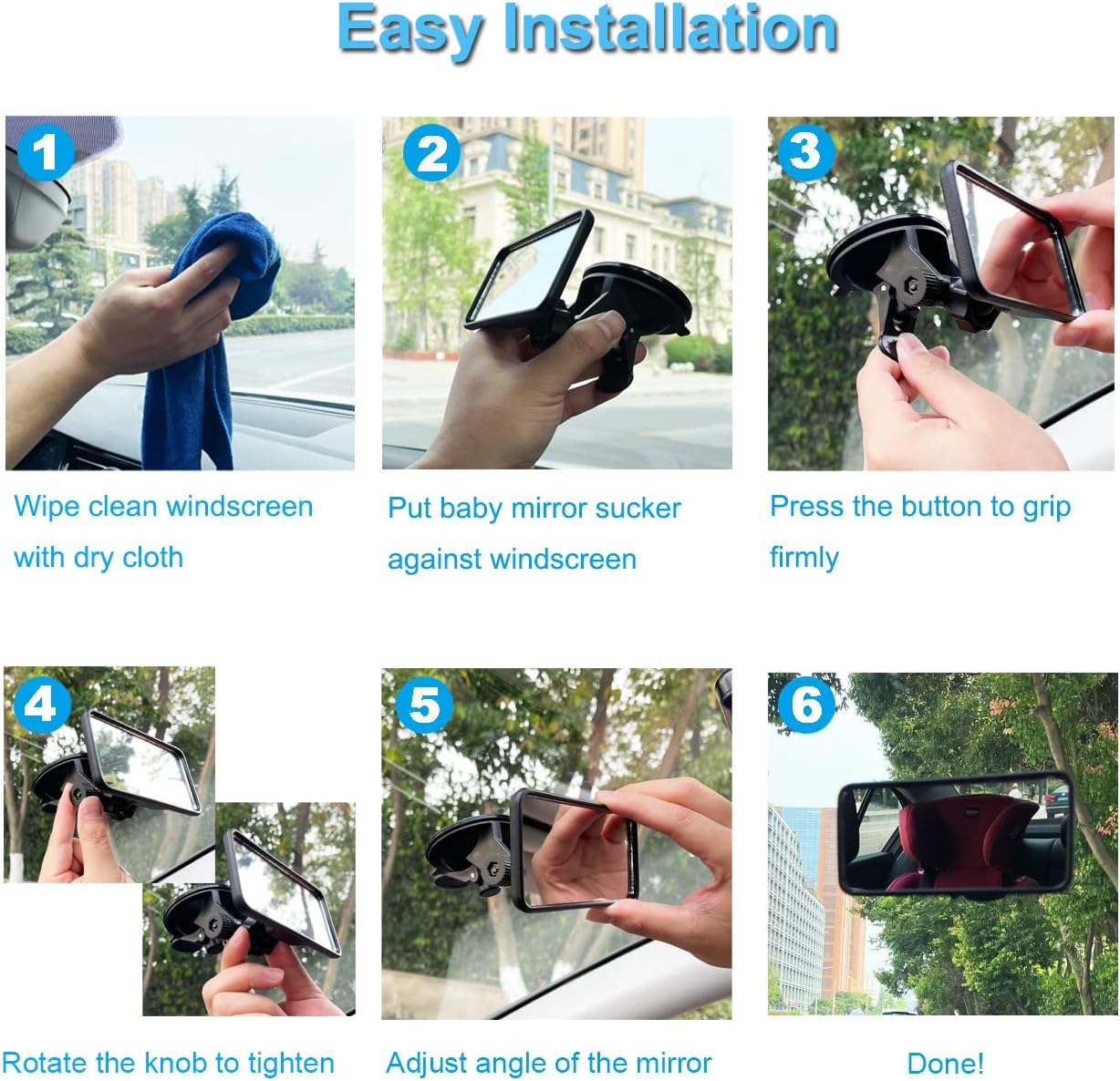 KITBEST Baby Car Mirror, Rear View Mirror for Baby on Car Back Seat, Shatterproof Adjustable Car Baby Rearview Mirror to See Rear Kids, Babies, Infants and Newborn image number 3