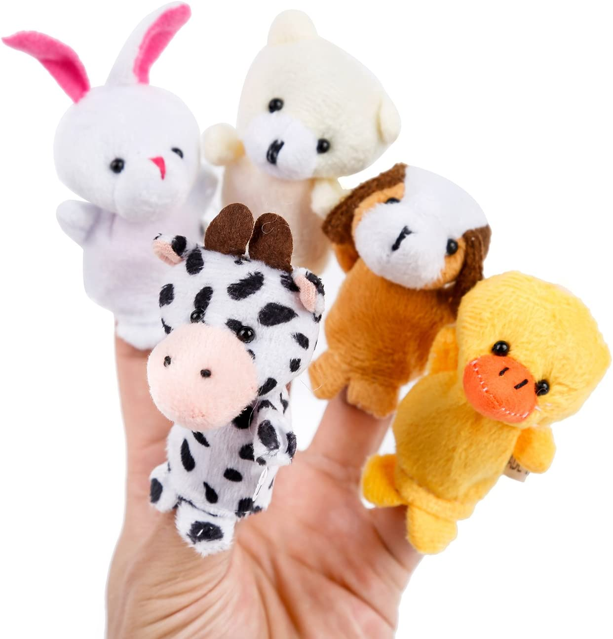 20Pcs Different Cartoon Animal Finger Puppets Soft Velvet Dolls Props Toys