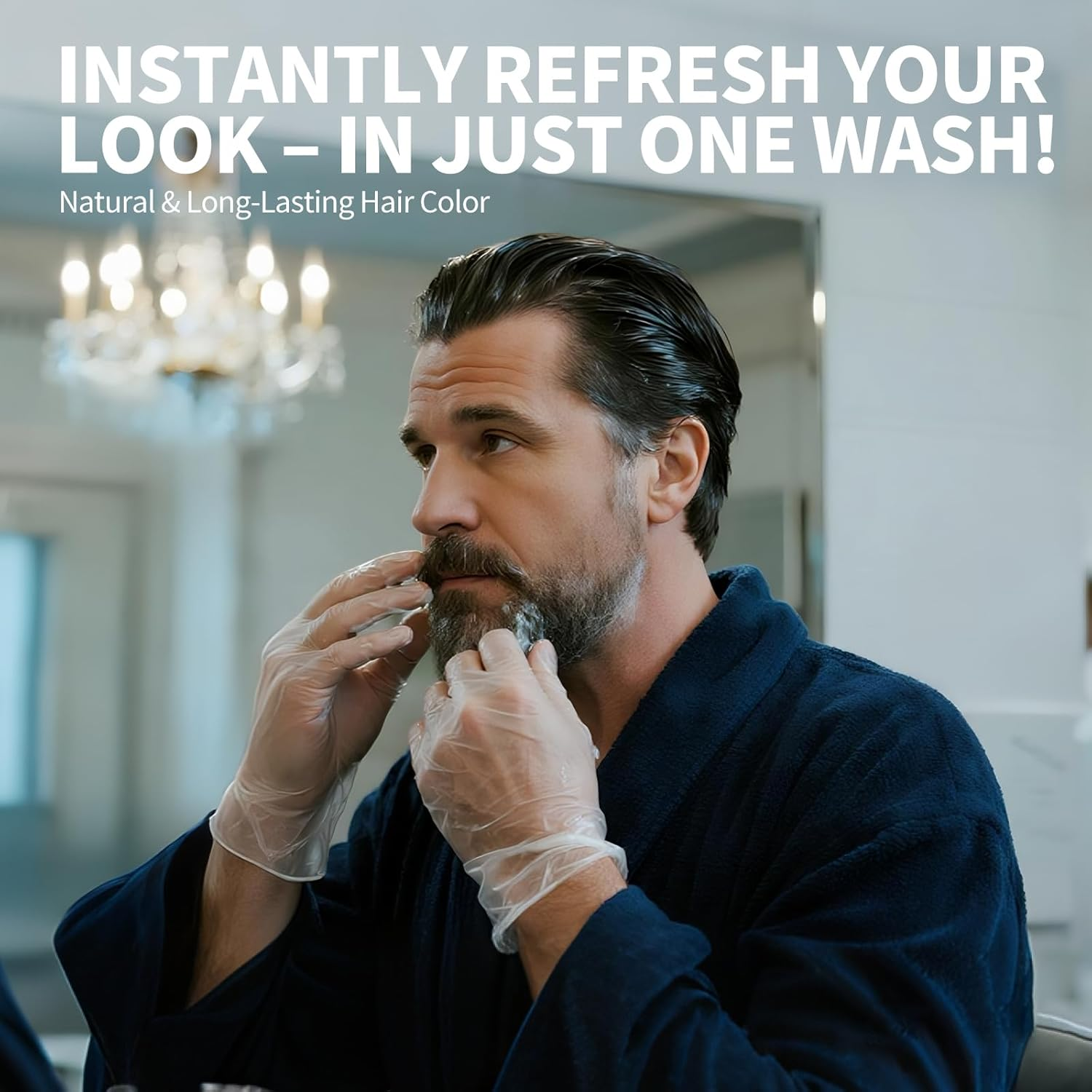 SEVICH Black Hair & Beard Dye Shampoo,Completely Covering the Grey Hair & Beard & Sideburns,5 Hair Care Ingredients in 1Instant Coloring in 15 Minutes,250Ml image number 5