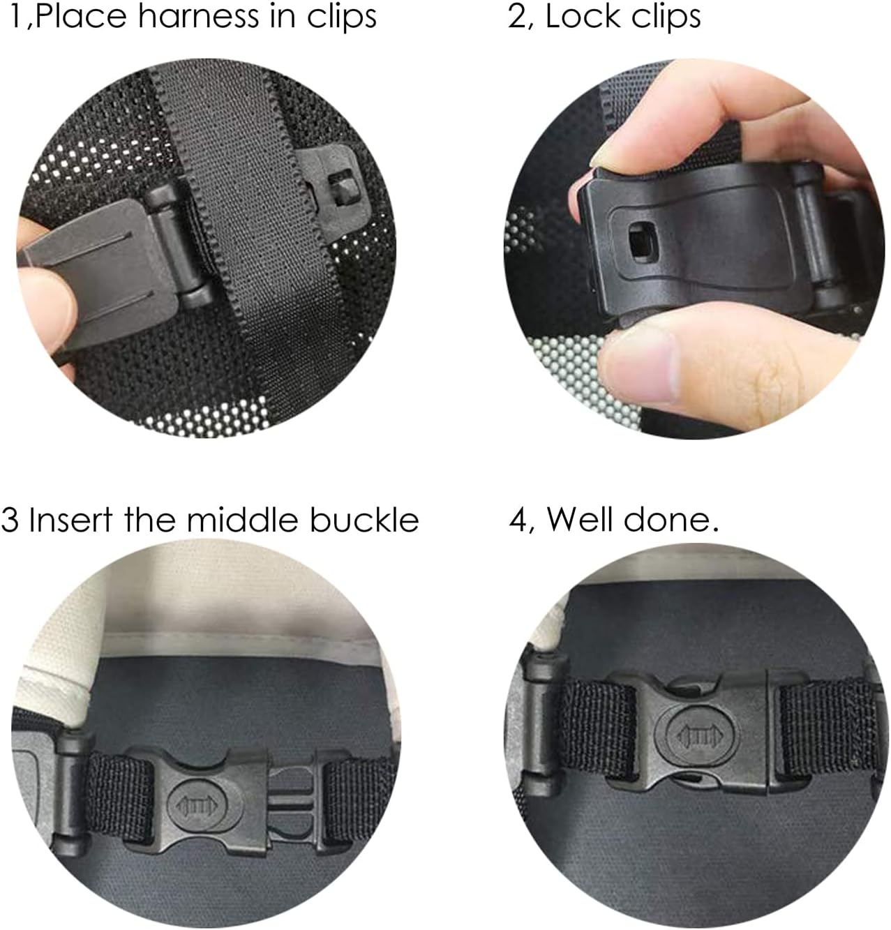 G Ganen Universal Child Chest Harness Clip Anti-Slip Baby Chest Clip Guard Compatible with Seats, Strollers, High Chairs, Schoolbags, Max. for 1.5 Inch Width Harness (Black Set of 1) image number 1