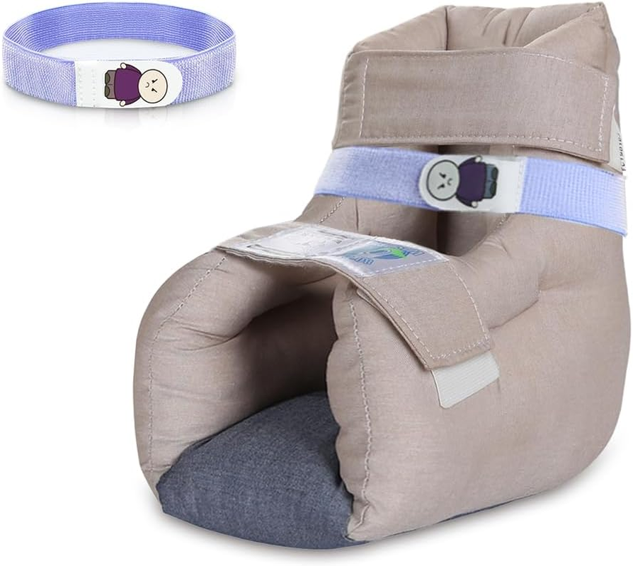 Heel Cushion Protector for Pressure Sores Relief, Foot Pillow for Bed Sores for Heel Pain and Injury, Suitable for Elderly,Bedridden Patients in Home or Hospital Care-Pack of 1 Count (Khaki, Standard Size)