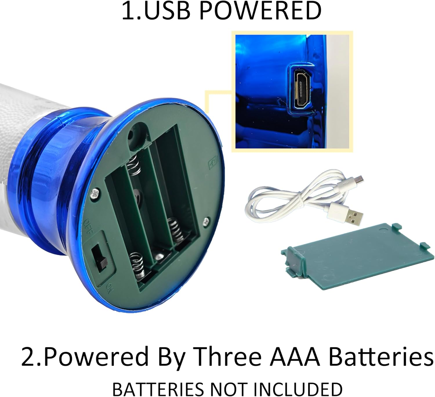 Yakii 10.5" Tornado Lamp LED Color Changing,Tornado Maker Science Toy, Battery/Usb Cable Operated, Blue image number 2