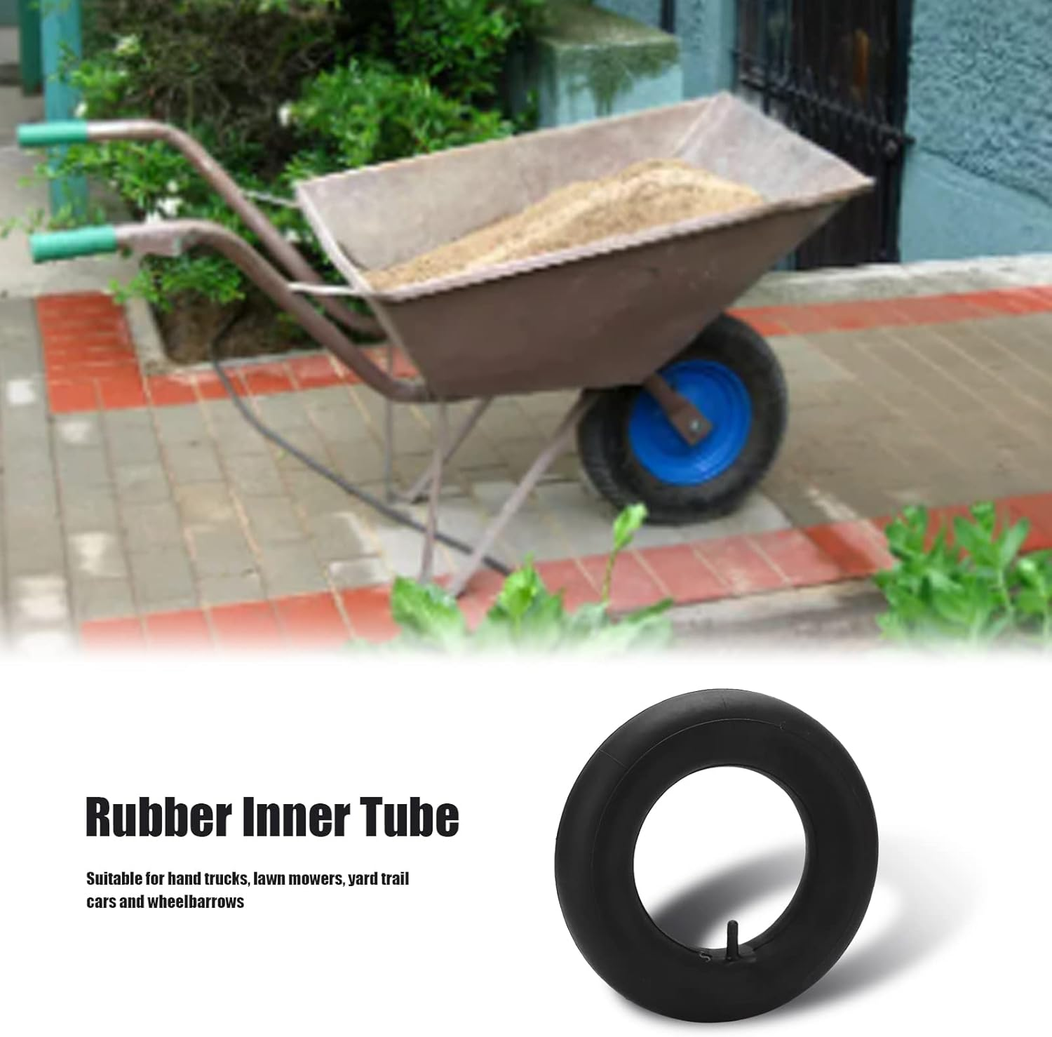 3.50/4.00‑6 Inner Tube with Straight Valve, Rubber Lawn Mower Tire Tubes, Replacement Inner Tube for Wheelbarrows, Mowers, Hand Trucks and Yard Trail Car image number 2