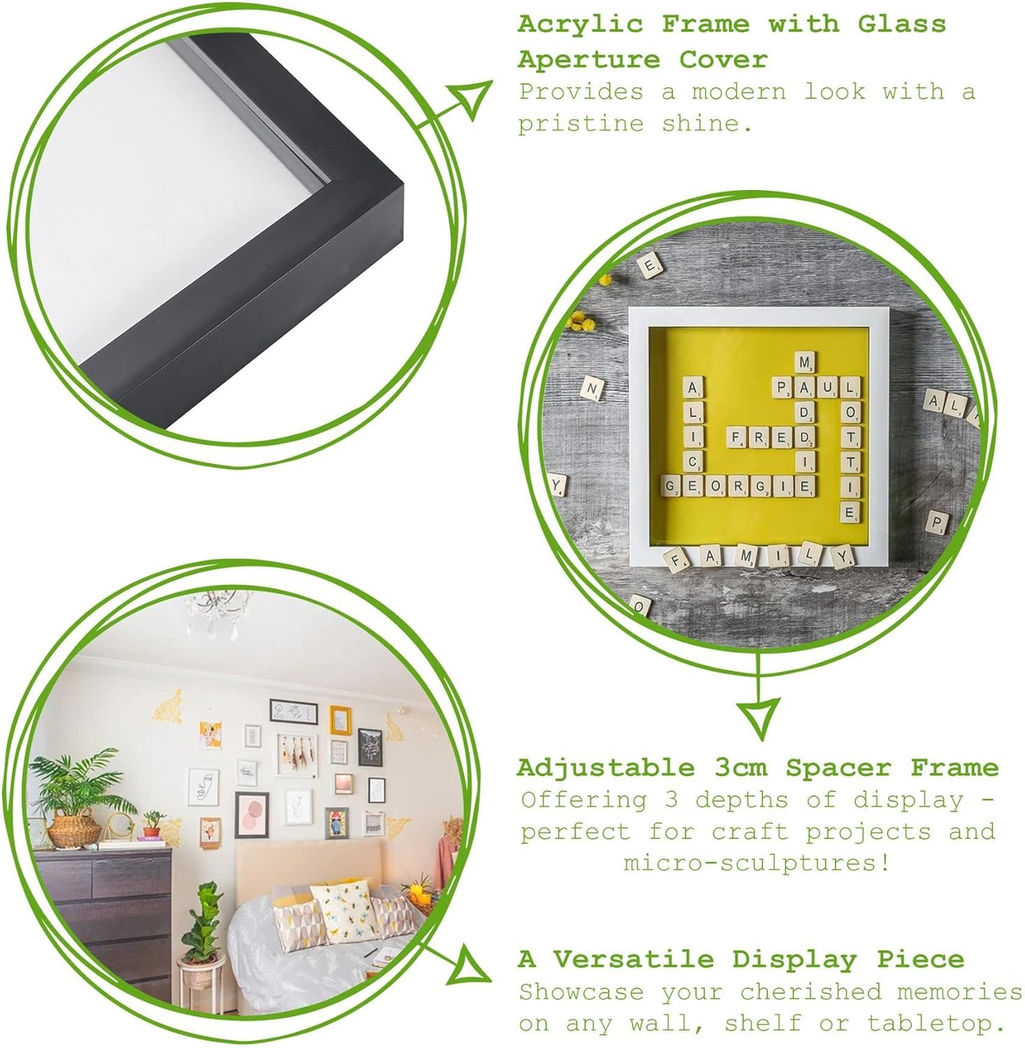 Nicola Spring 3D Shadow Box Photo Frames - 4 X 4" (10 X 10Cm) - Pack of 5 - Black 3D Photo Frame Picture Frame Box Small Square Display Case for Crafts, Keepsakes, Wedding, Graduation image number 3