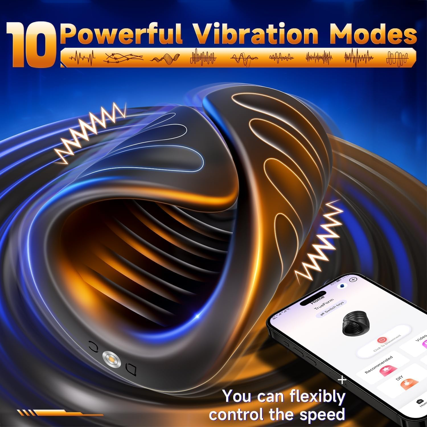 LONZYON Male Sex Toys for Men - Male Masturbator Penis Training Vibrator with APP Control, Vibrating Sex Toy Strokers Glans Trainer Stimulator, Mens Sex Machine Masturbators Adult Games (Black) image number 2