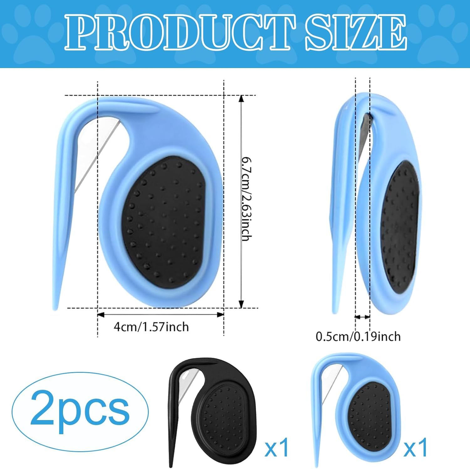 Pack of 2 Cat Dematting Knives, Knot Comb Hair Removal Tool, Pet Knotting Comb, Dematting Knife Cat with Steel Blade, Grooming Cat, for Removing Matted and Loose Hair image number 1