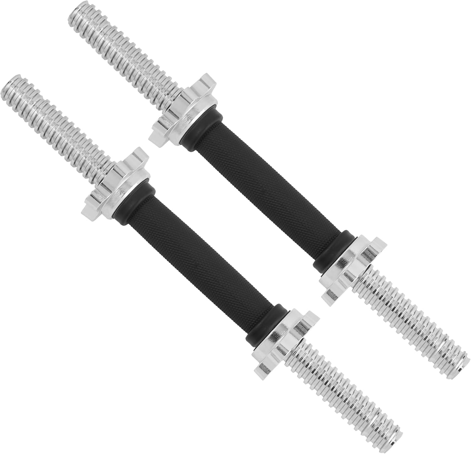 Yes4All Pair of Threaded Dumbbell Handles 14/16/18/24 Inch, Chrome/Rubber Grip, Fit 1&rdquo; Plates, Weight Bar Connector