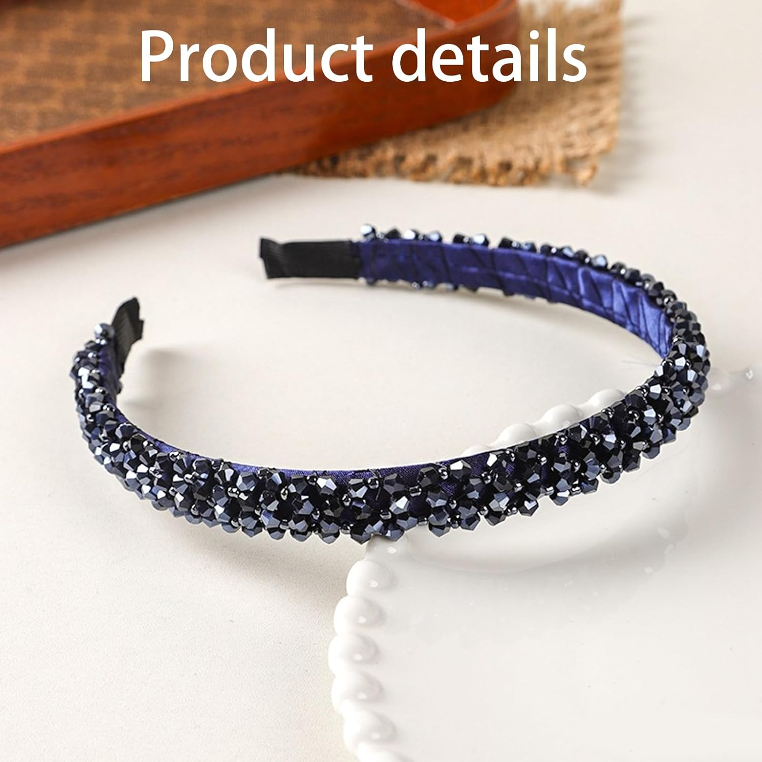 SSKHE Rhinestone Headbands, Dark Blue Glitter Dirndl Costume, Hair Accessories, Blue Metal Hair Band, Crystal Headbands, Princess Headband for Wedding, Communion, Carnival, Pack of 3 image number 1