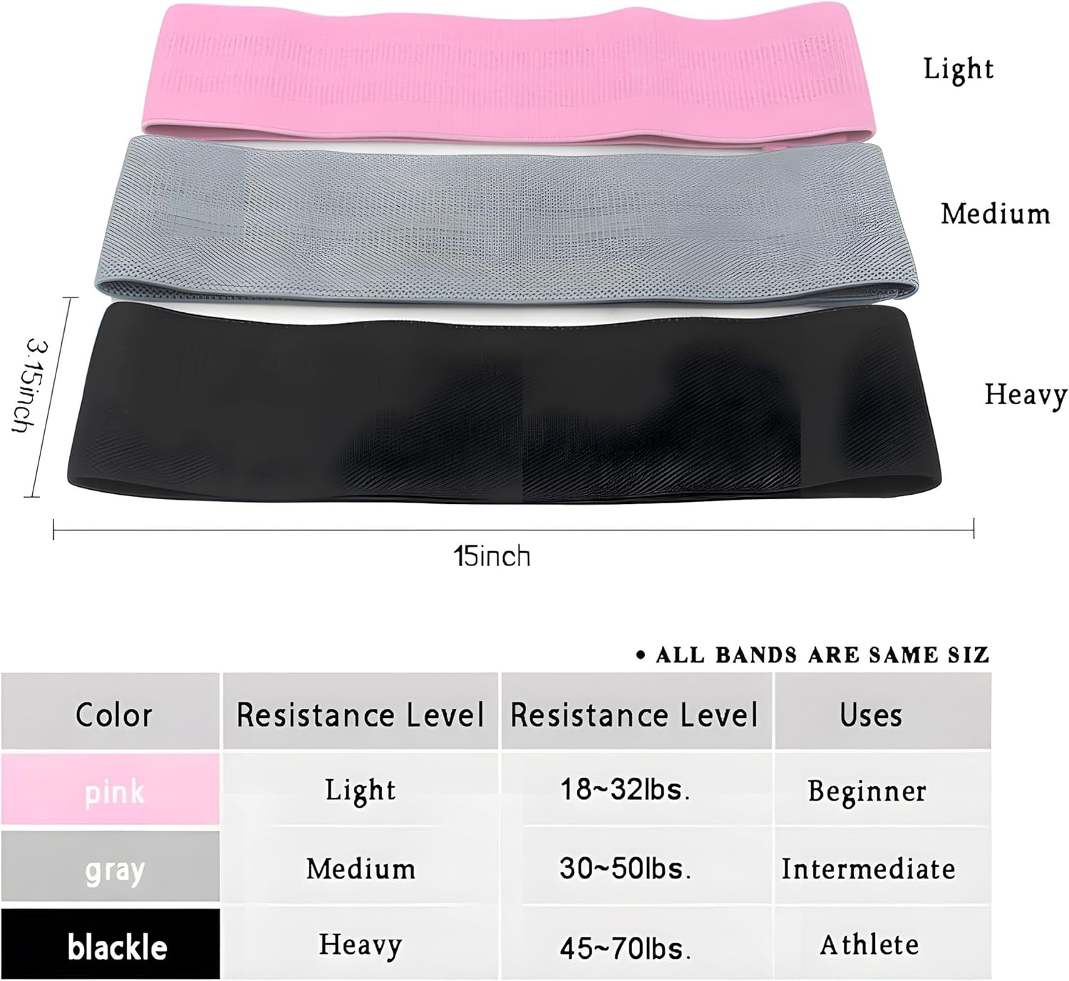 Fabric Resistance Bands Set: 3 Booty Bands with Workout Guide - Ideal for Leg, Hip, Thigh, and Glute Workouts, Yoga, Weightlifting, Physical Therapy, Body Recovery image number 6
