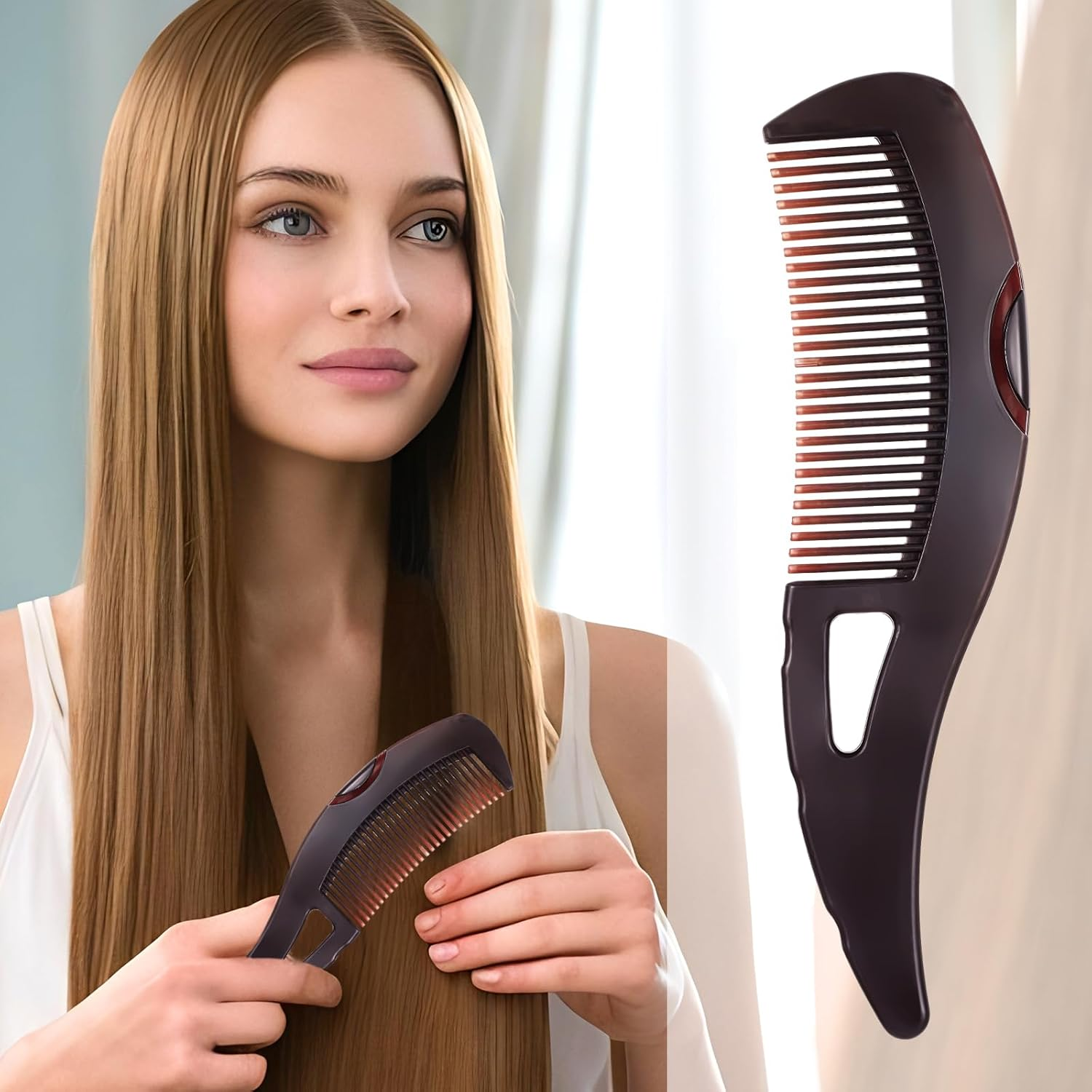 Telooco 2Pcs Dandruff Comb Set - Stainless Steel & ABS Plastic - Scalp Sweep Detoxing Comb & Fine Tooth Hairbrush - Dandruff Removal for Women & Men image number 3