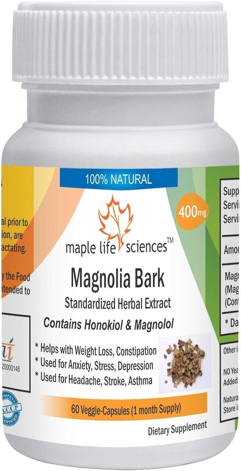 Magnolia Bark 10:1 Extract - 400Mg - 60 Vegan Capsules - Reduces Stress and Anxiety