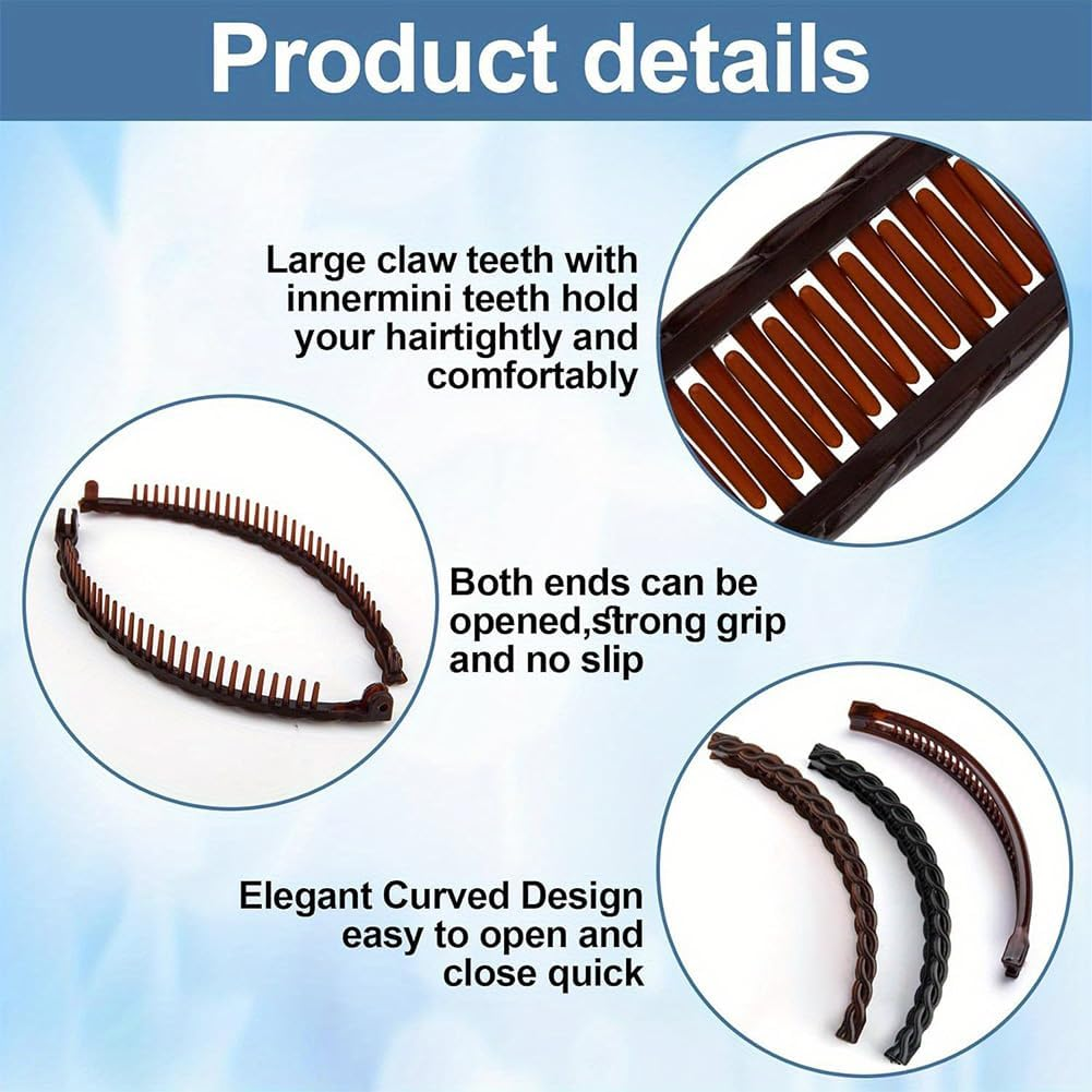 Set of 3 Banana Clips Hair Non-Slip Banana Clip Vintage for Thick Thin Hair Robust Hair Clips Women with Extra Hold Lightweight Hair Accessories for Women Girls image number 1