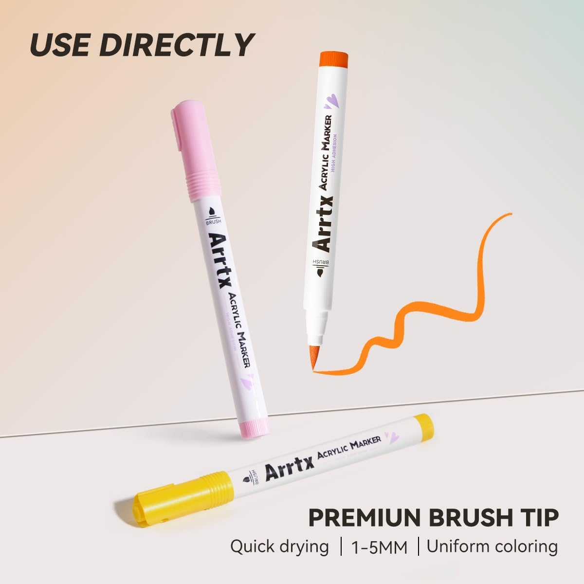 Arrtx 36 Colors Acrylic Marker for Rock Painting, Extra Brush Tip Paint Markers, Art Supplies, Fabric Markers, Waterproof Paint DIY Crafts Making image number 4