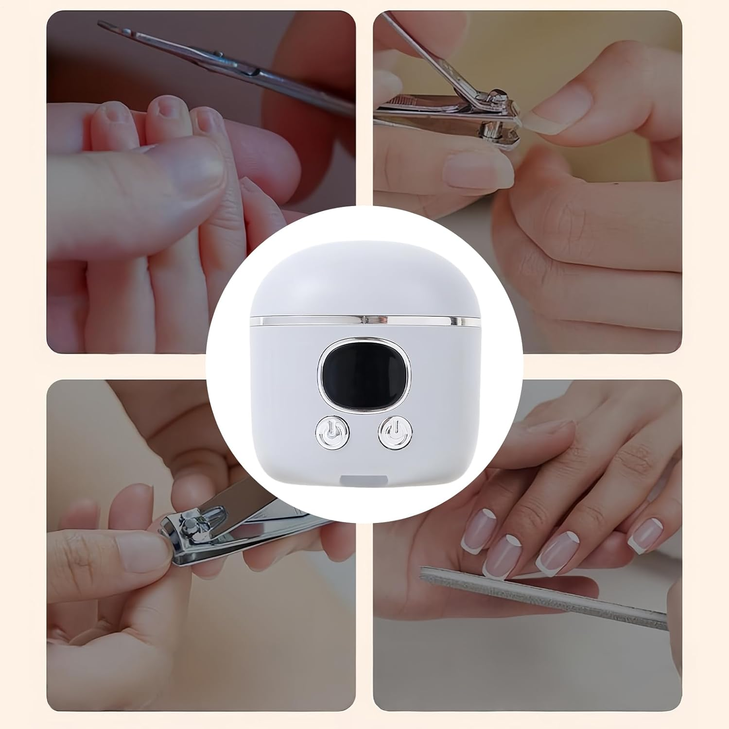 Automatic Nail Clipper, Grinder with Light, High-Speed Electric Nail Cutter with Light, for Men Women Kids Senior Elderly Pedicure Ingrown Nails Travel - White image number 3