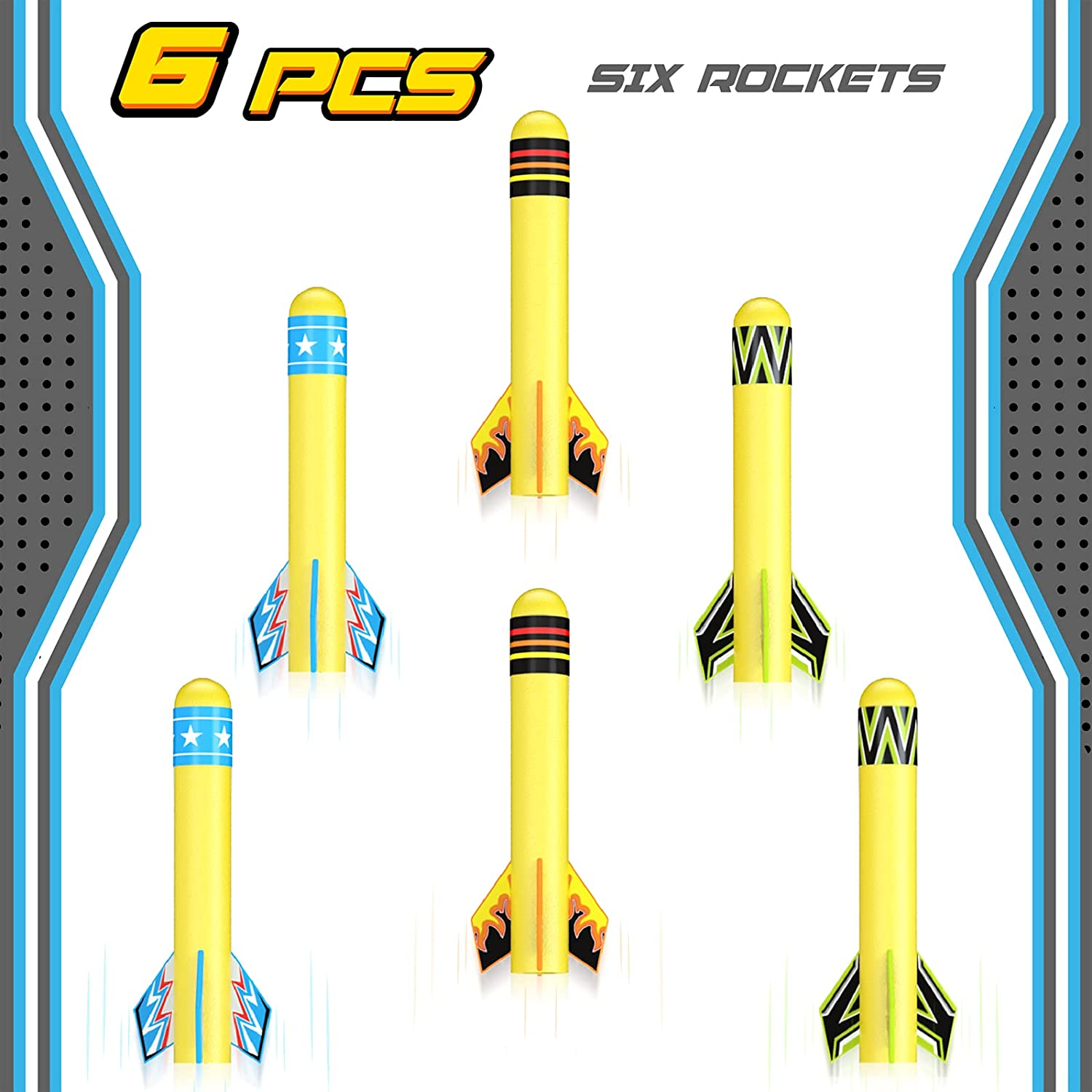 Jasonwell Toy Rocket Launcher for Kids Sturdy Stomp Launch Toys Fun Outdoor Toy for Kids Boys and Girls Age 5 6 7 8 9 10 Years Old with 6 Foam Rockets Gift image number 3