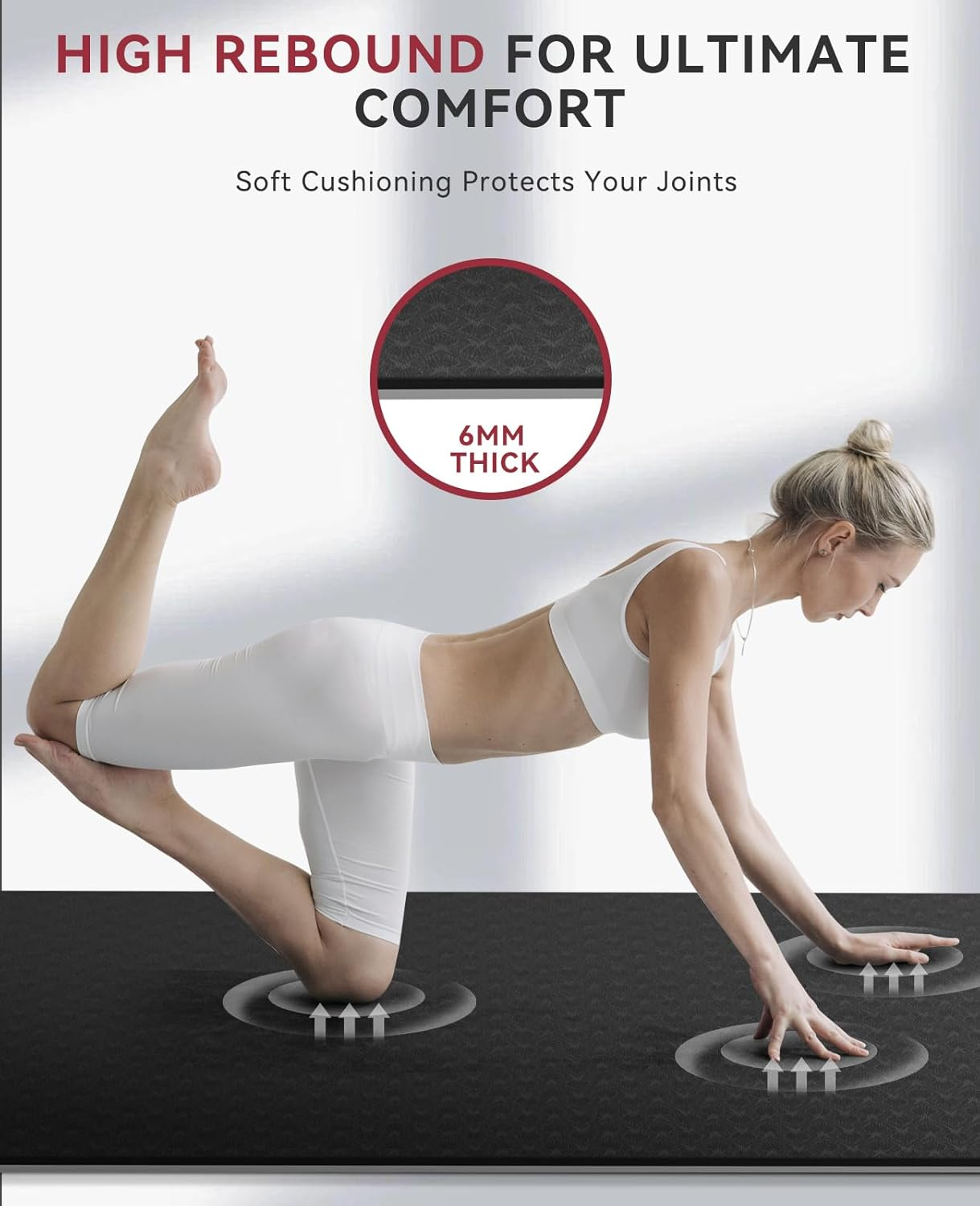 HAPBEAR Large Yoga Mat - 183X91Cm X6Mm, Wide Non-Slip Large Exercise Mat for Home Workout, Yoga, Pilates & Stretching, Durable & Eco-Friendly, Includes Bonus Resistance Bands & Carry Bag image number 3