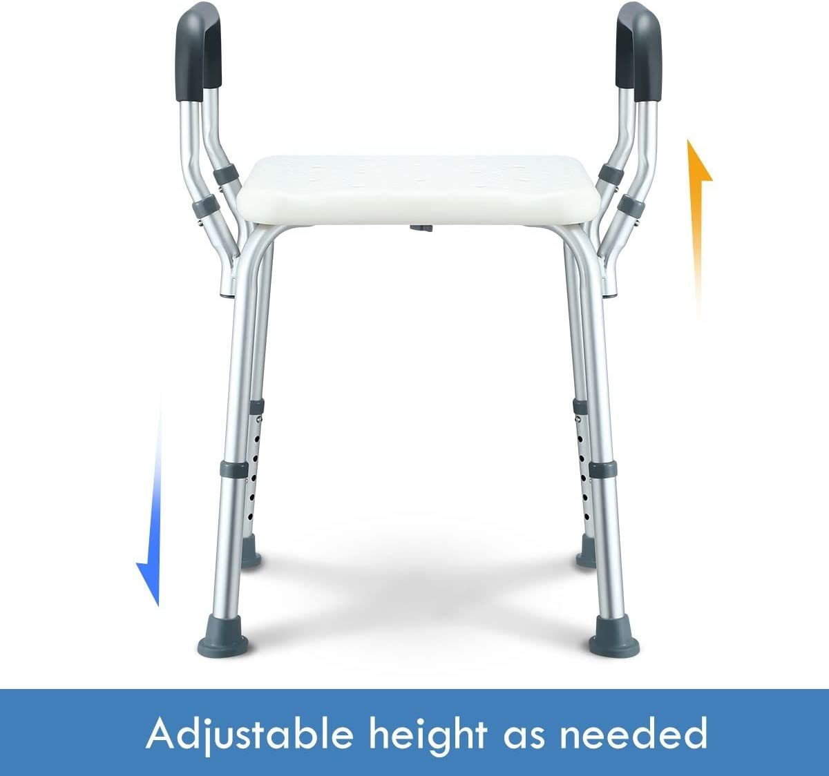 Shower Chair Bathroom Stool Shower Bench Tub Bath Seat with Padded Armrest for Elderly Disabled Height Adjustable image number 4