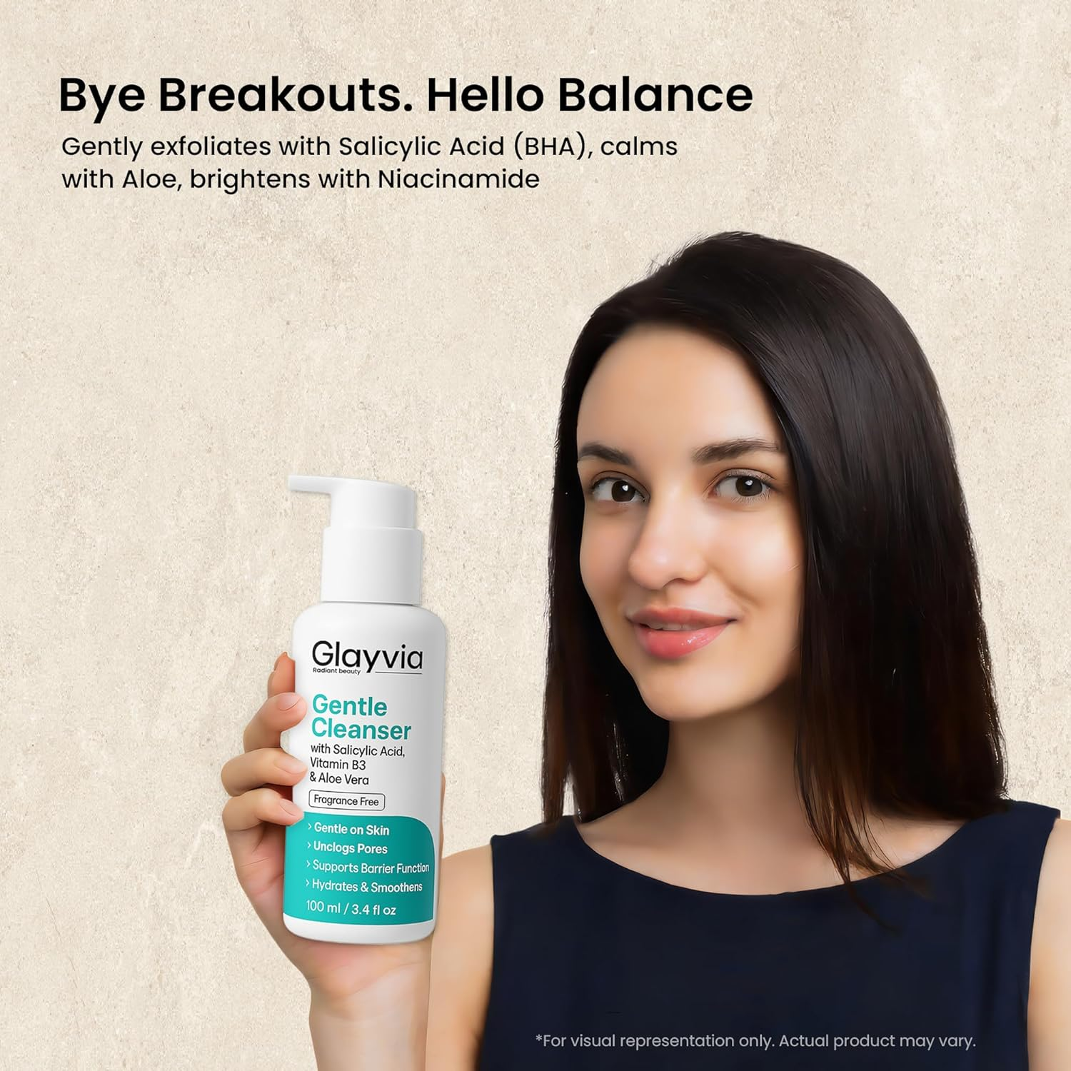 Glayvia Gentle Cleanser &ndash; Salicylic Acid (BHA) + Niacinamide + Aloe &ndash; Fragrance-Free, Ph-Balanced Daily Face Cleanser