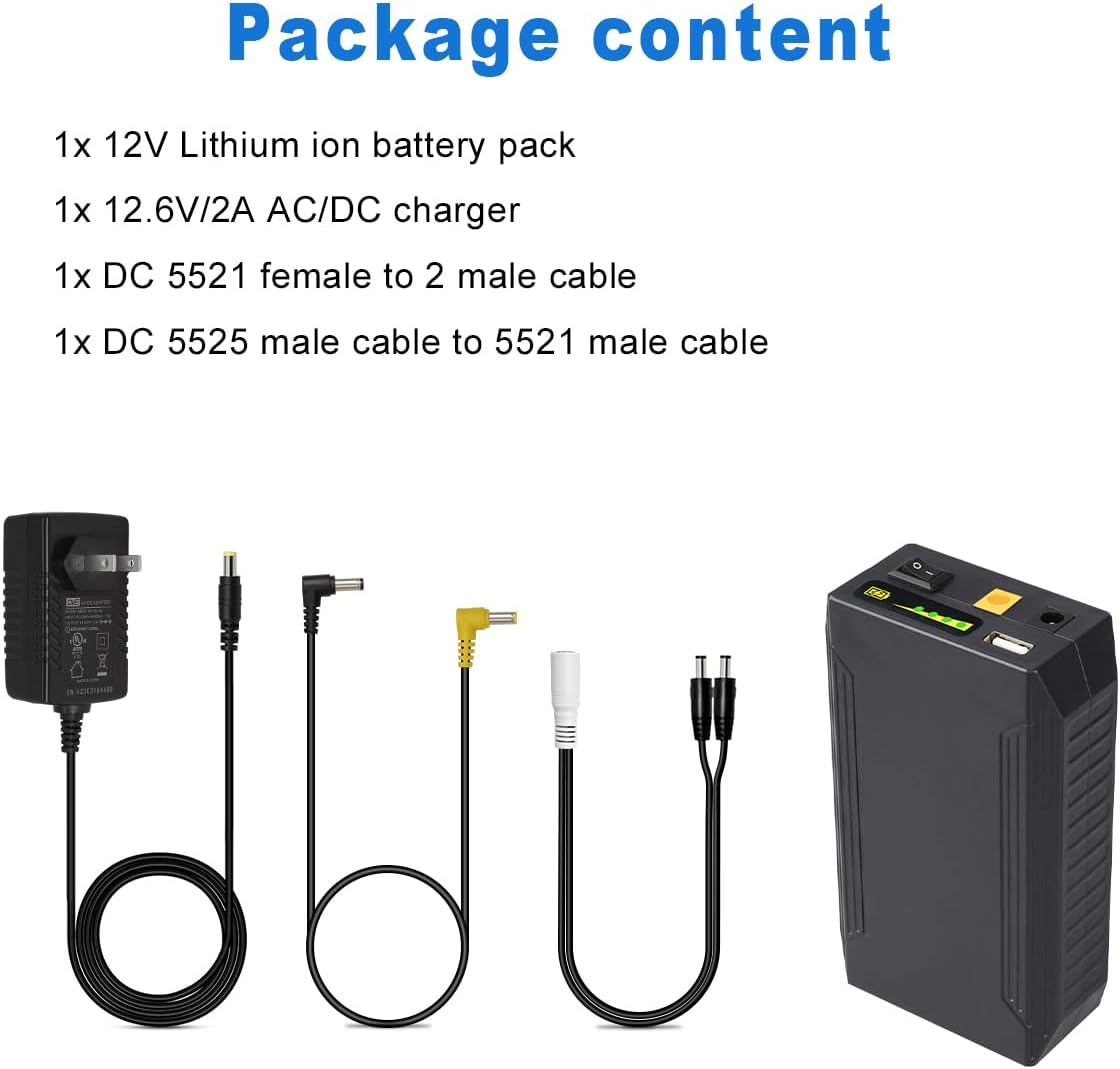 Talentcell Rechargeable 72W 100WH 12V/8300Mah 9V/11000Mah 5V/20000Mah DC Output Lithium Ion Battery Pack for LED Strip and CCTV Camera, Portable Li-Ion Power Bank, Black image number 3