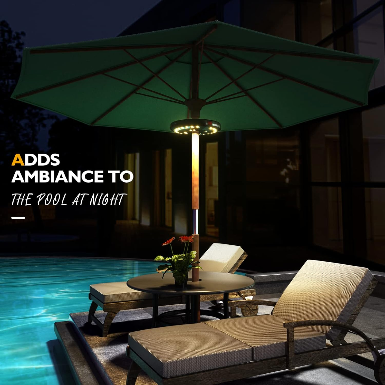 Eletorot Patio Umbrella Light, 3 Lighting Modes Cordless 28 LED Lights, Rechargeable Battery Operated Umbrella Pole Light for Patio Umbrellas Camping Tents and Other Outdoor Use(Yello)