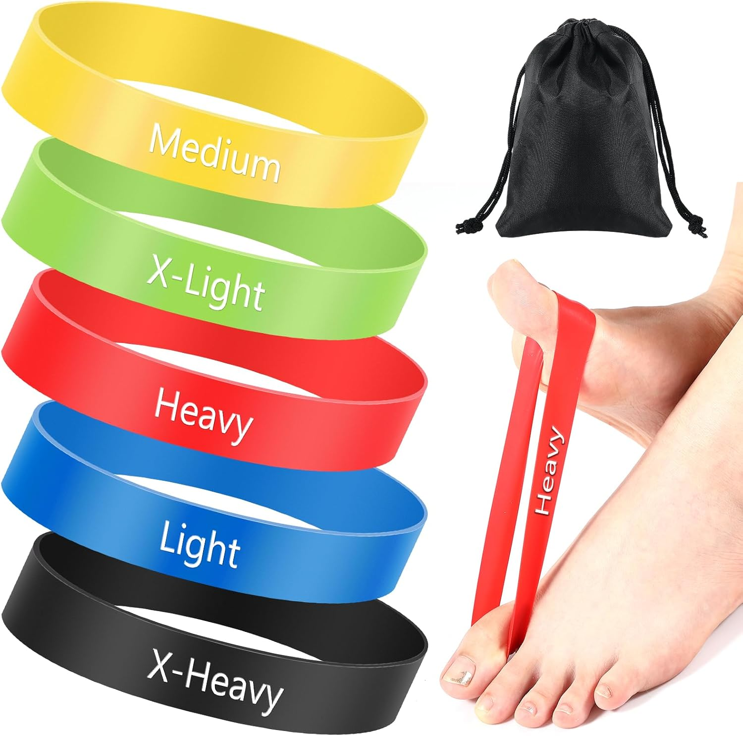 Set of 5 Toe Bands Toe Stretcher Bands Resistance Toe Bands with Carry Bag for Correct Alignment Ankle Exercise Foot Strengthening (Multicolor)