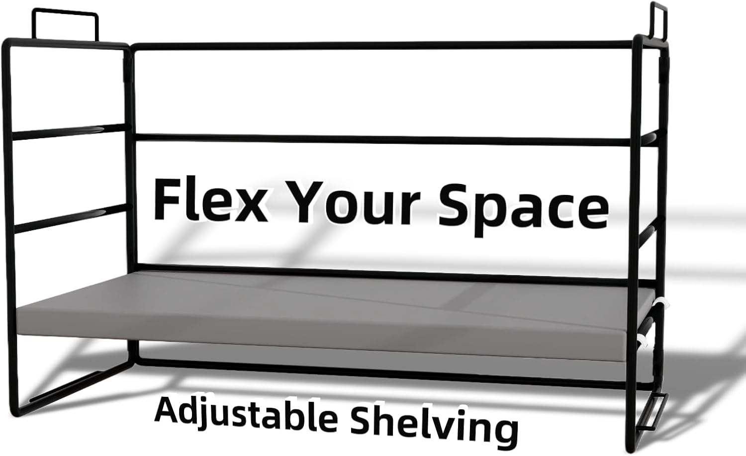 Sleek Metal Desk Shelf Organizer &ndash; Heavy-Duty Steel Frame Adjustable Book Shelf & Corner Shelf for Office & Kids, Stackable Cube Storage Unit with Rotating Design for Desktop, Kitchen