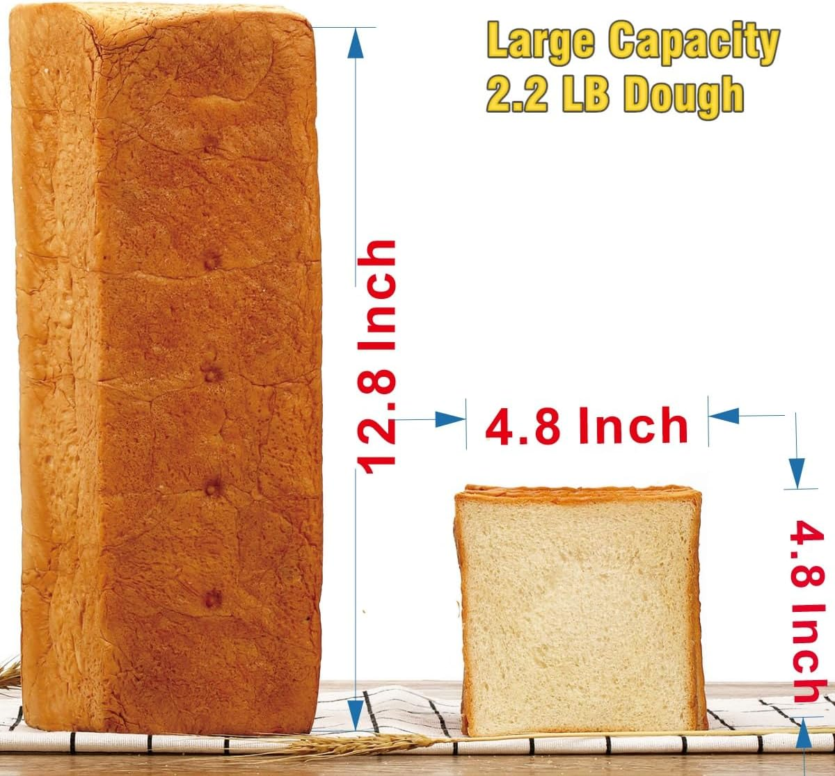 Pullman Loaf Pan with Lid Non-Stick Toast Mold Rectangle Corrugated Bread Cake Mould with Cover for Oven Baking (2.2Lb Dough Capacity) image number 6