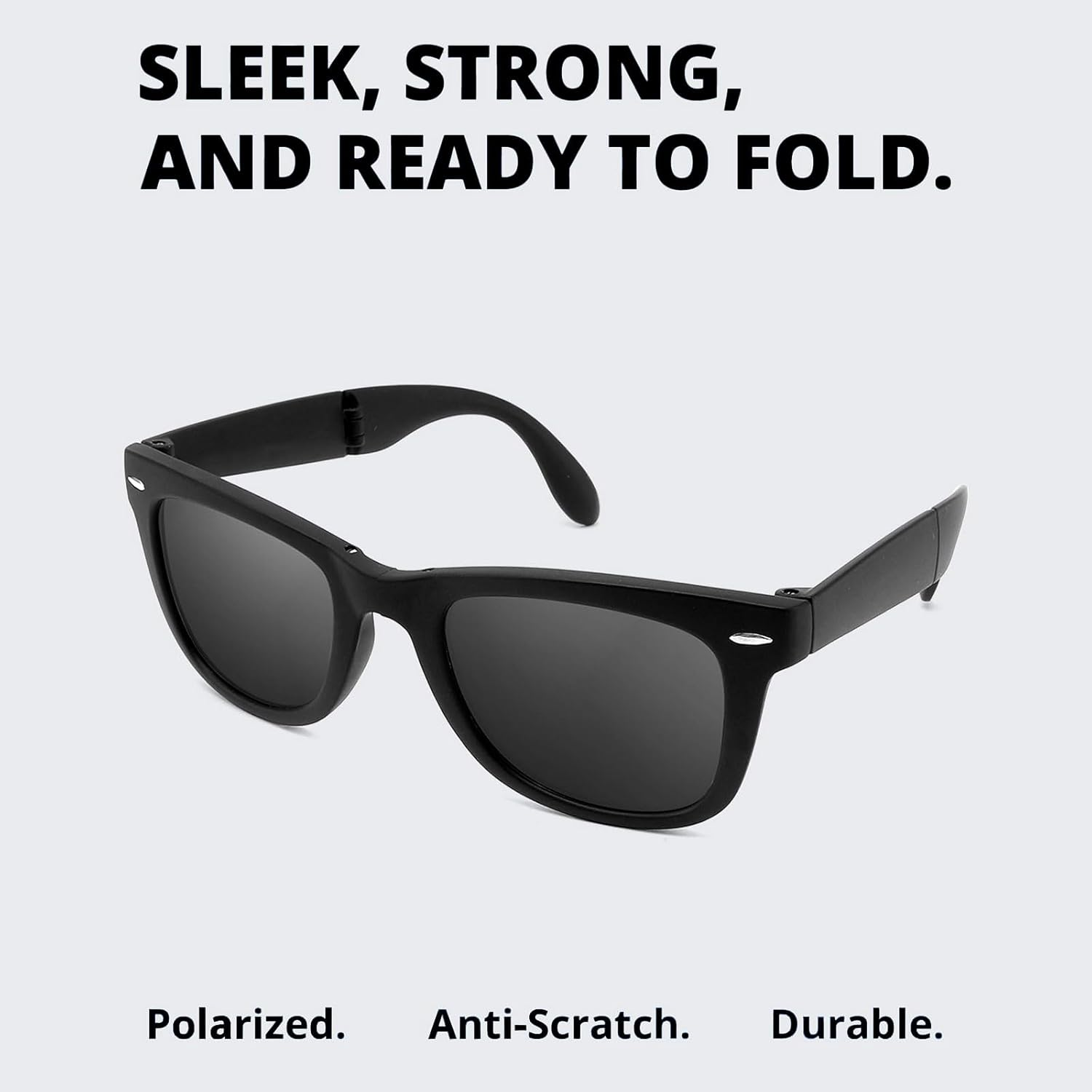 Foldable Sunglasses Polarized UV Protection - Ultra Lightweight Folding Sunglasses with Case, Trendy Unisex Mini Design for Travel, Driving & Outdoor (Black, Includes Case)