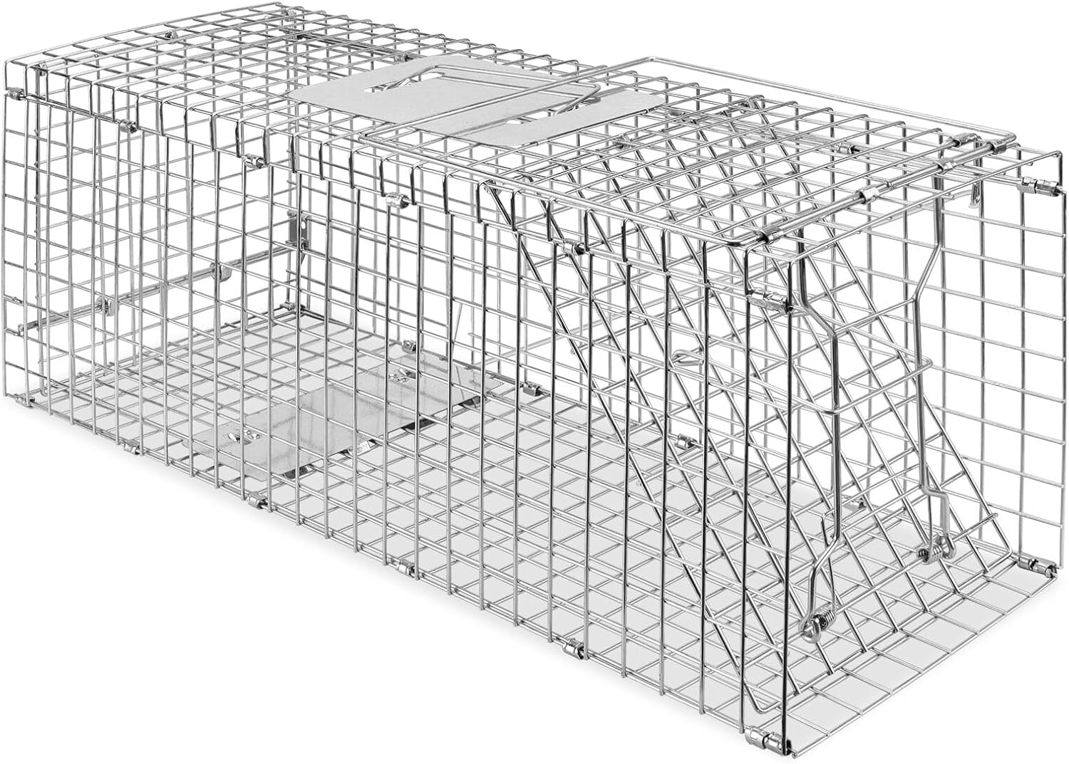 VAKA Large Animal Trap Cage, 65X24X26Cm Foldable Heavy Duty Humane Rat Trap for Indoor and Outdoor, Large Metal Mouse Trap for Possum Fox Rat Cat Rabbit, Easy to Catch and Release image number 3