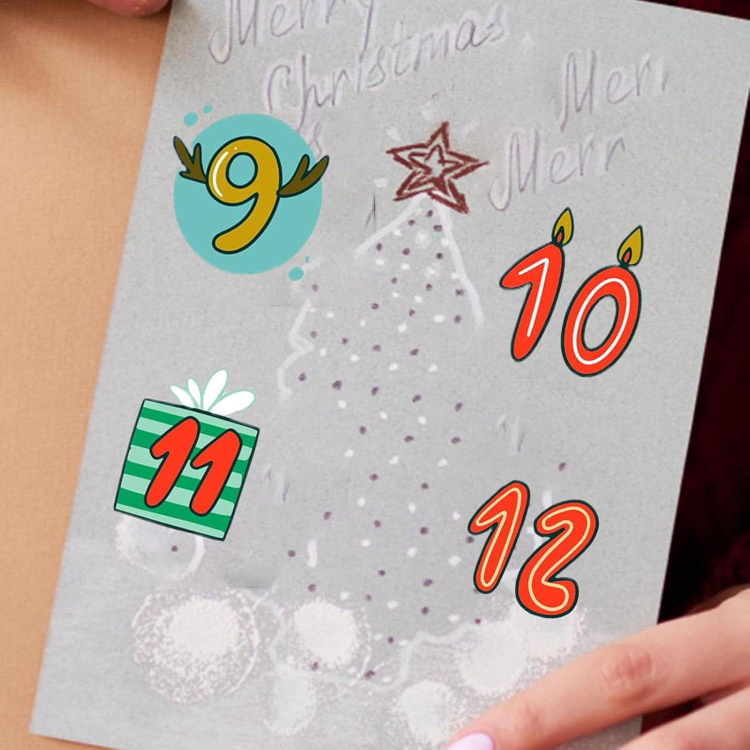 Christmas Countdown Decals | 1-24 Christmas Card Envelope Stickers - Holiday Countdown Sealing Decals for Home Use