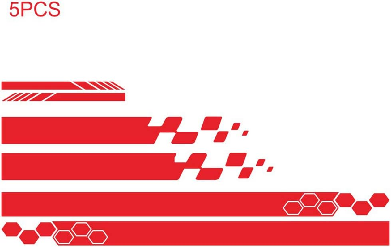 Rojuicy 5 Pieces Vinyl Car Side Stickers Decorative Auto Body Racing Sports Decals Car Truck DIY Decal Stripe Vinyl Sticker Accessories 1-2 Days Delivery image number 2