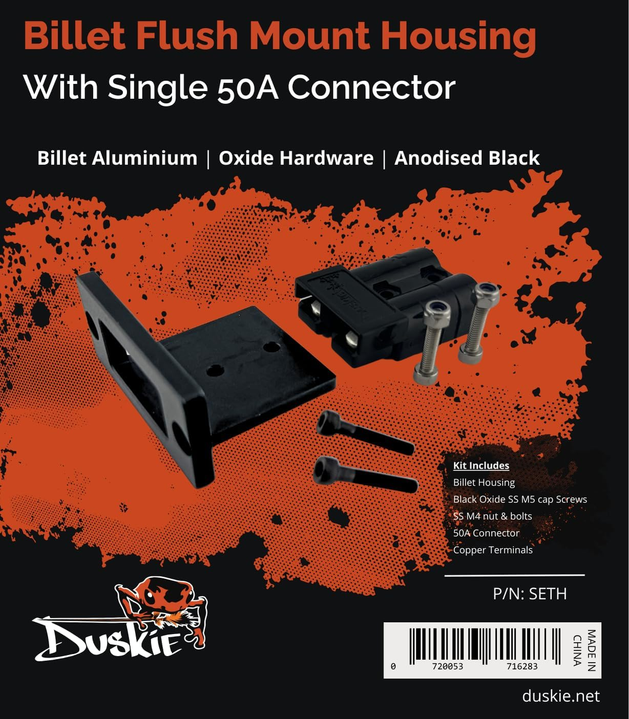 Black Flush Mount Billet CNC Aluminium 50Amp Anderson Plug Mount image number 2