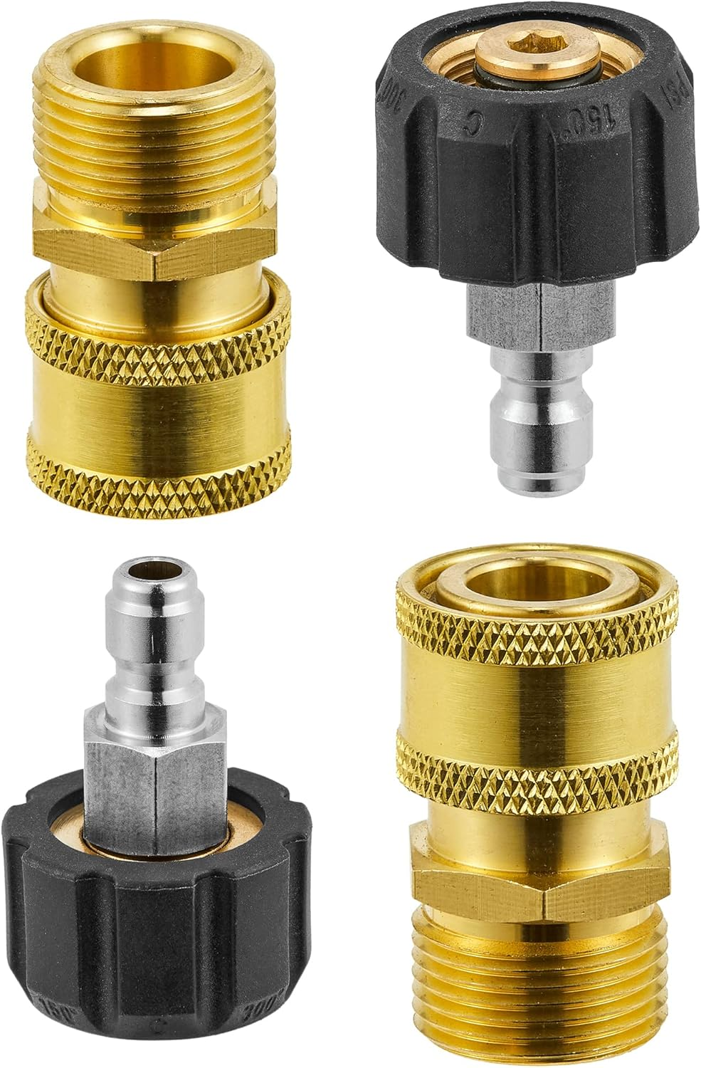 Pressure Washer Adapter Sets, M22 14Mm to 1/4'' Quick Connect Fittings Kits, Quick Connect Gun to Hose (2 X 2, 2 Pack) image number 1