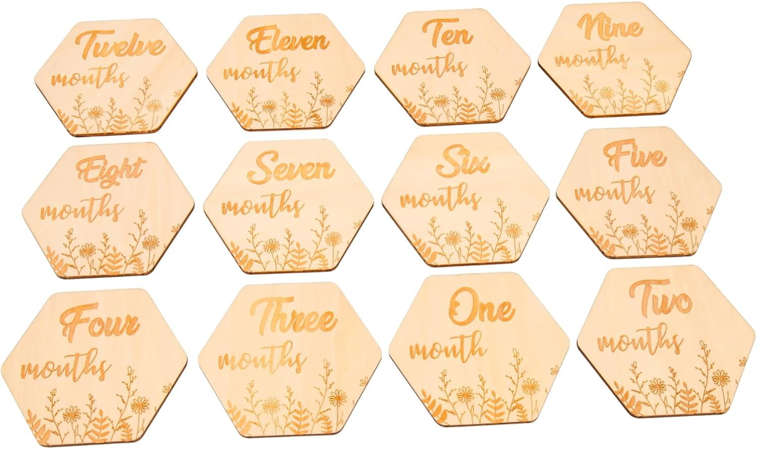 UPKOCH 12Pcs Newborn Milestone Cards Decorative Monthly Commemorative Blocks Natural Growth Markers Shower Photo Props Record Precious Moments